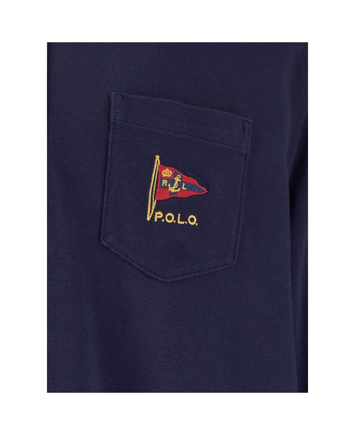 Polo Ralph Lauren "classic Fit" Blue Polo With Classic Collar And Embroidered Logo On The Front In Cotton Mesh Man - Blu