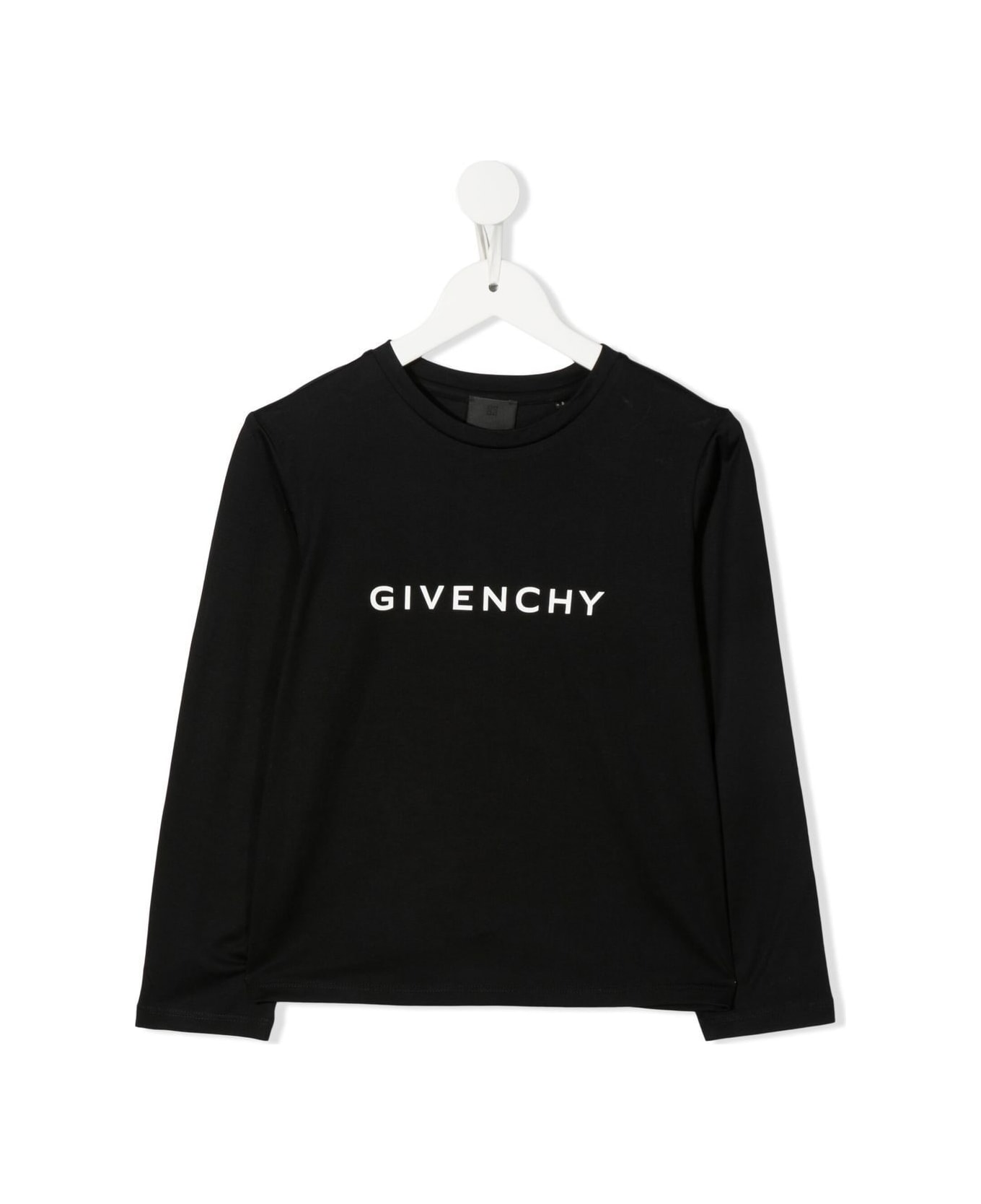Givenchy Kids Black Long Sleeve T-shirt With Signature And Logo - BLACK