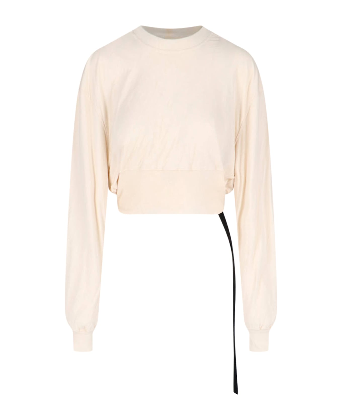 DRKSHDW Cropped T-shirt With Lace - Cream
