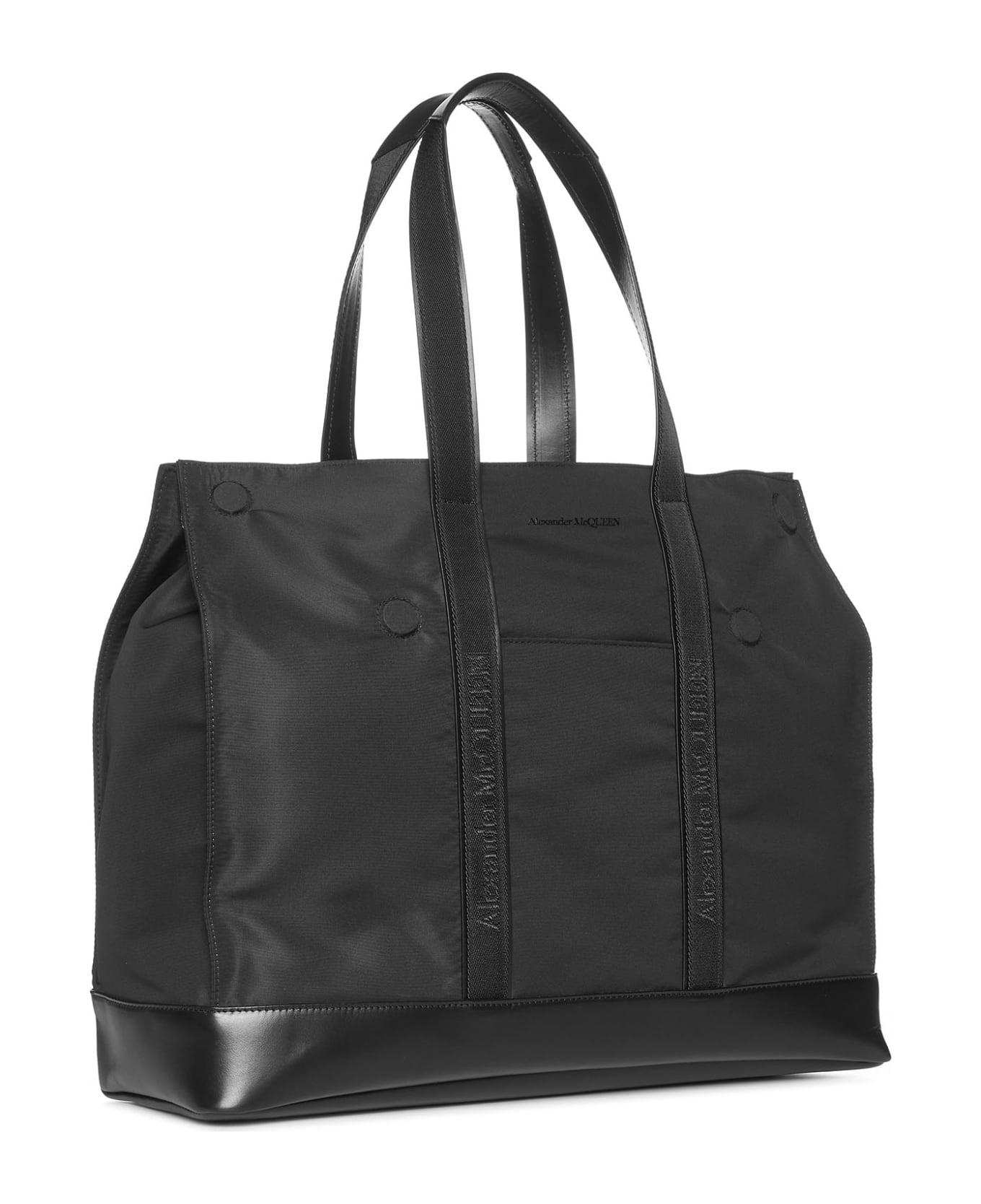 Alexander McQueen Black Nylon And Leather De Manta Tote Bag - Nero