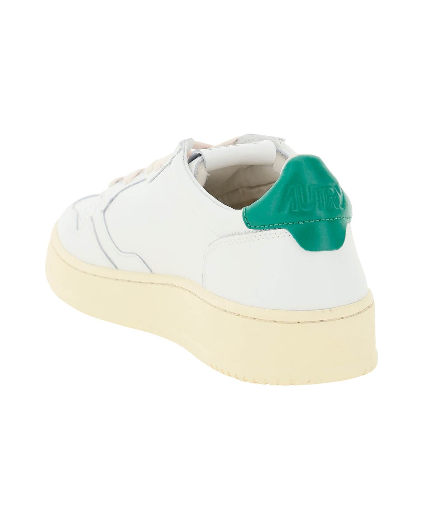 Autry Leather Medalist Low Sneakers - WHITE GREEN (White)