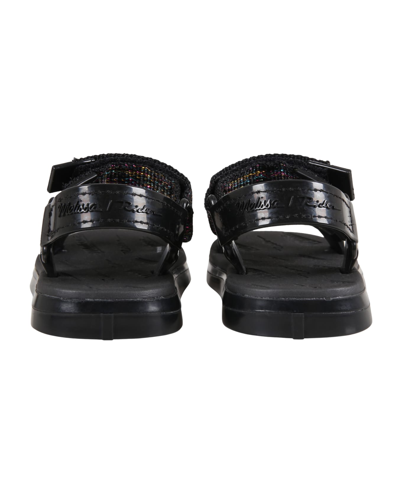 Melissa Black Sandals For Girl With Logo - Black