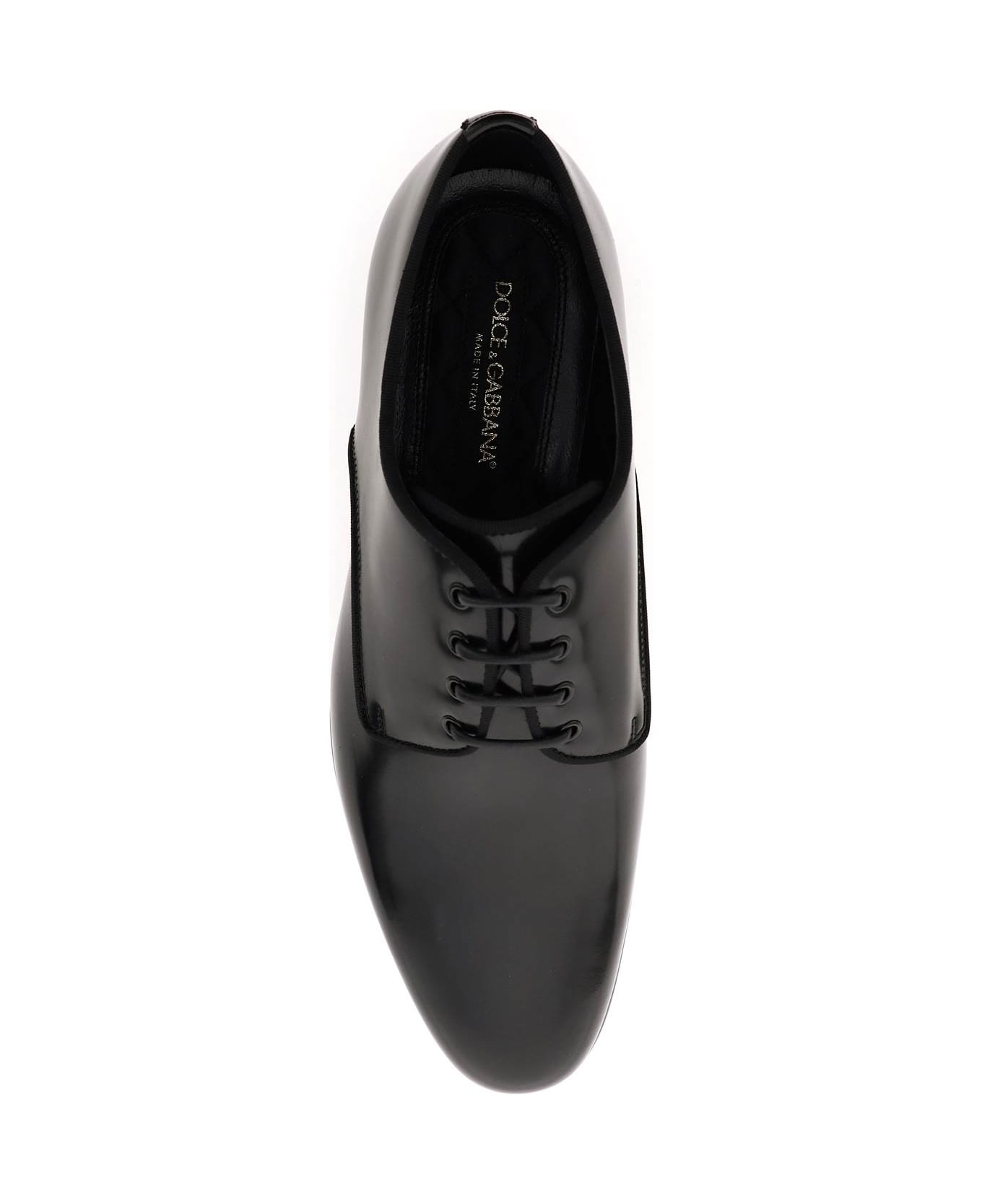 Dolce & Gabbana Raffaello Brushed Leather Derby Shoes - BLACK (Black)