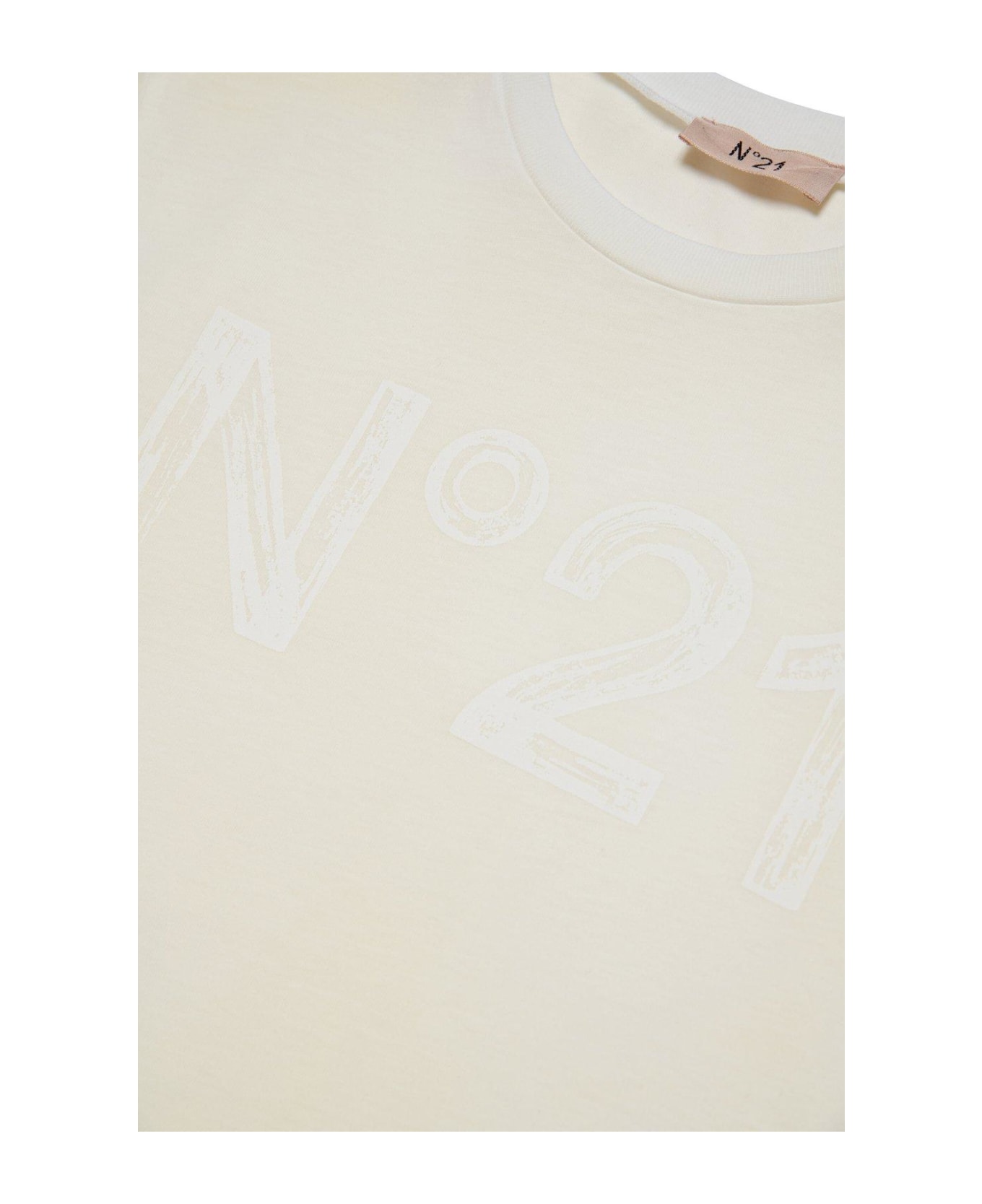 N.21 Logo Printed Crewneck T-shirt - Panna Tシャツ＆ポロシャツ
