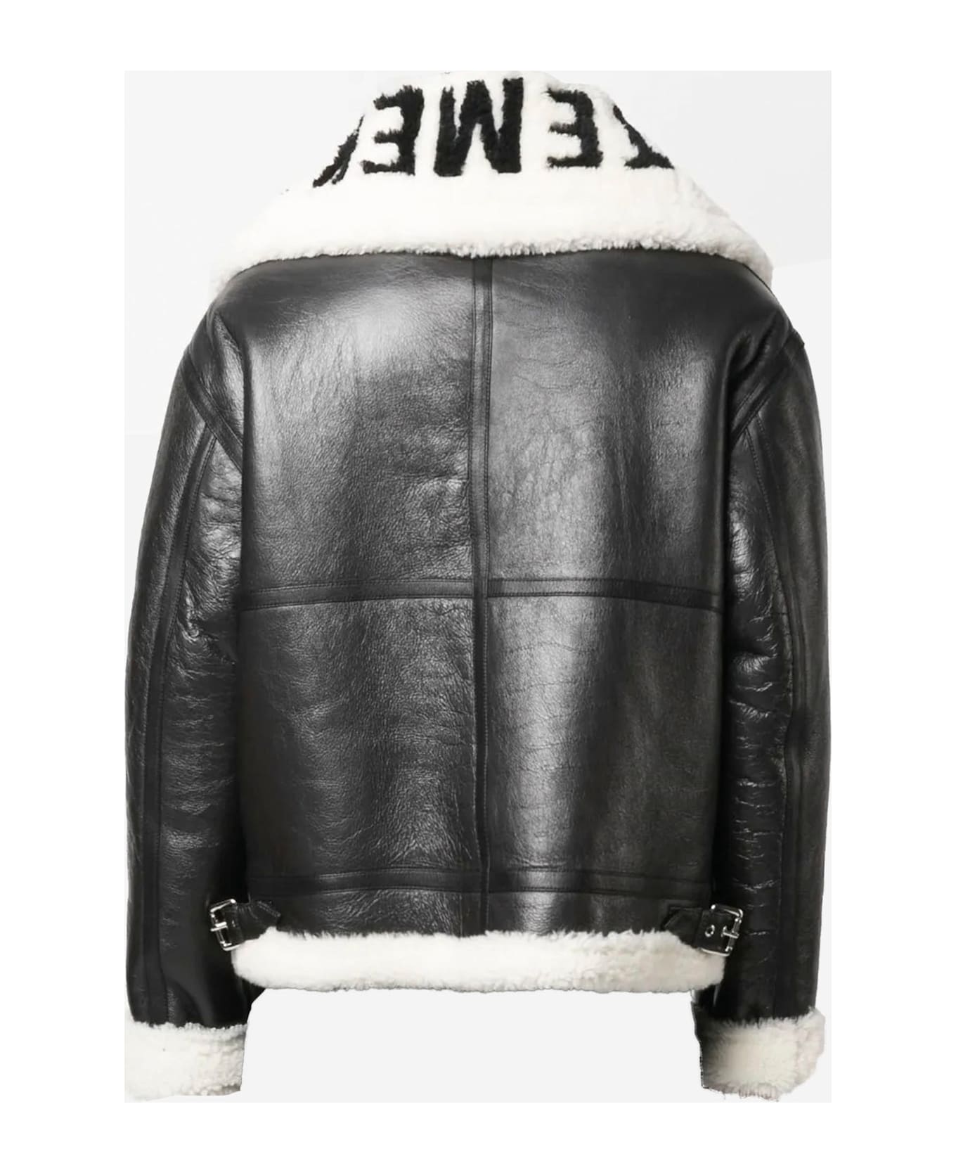 VETEMENTS Leather Jacket With Logo - Black