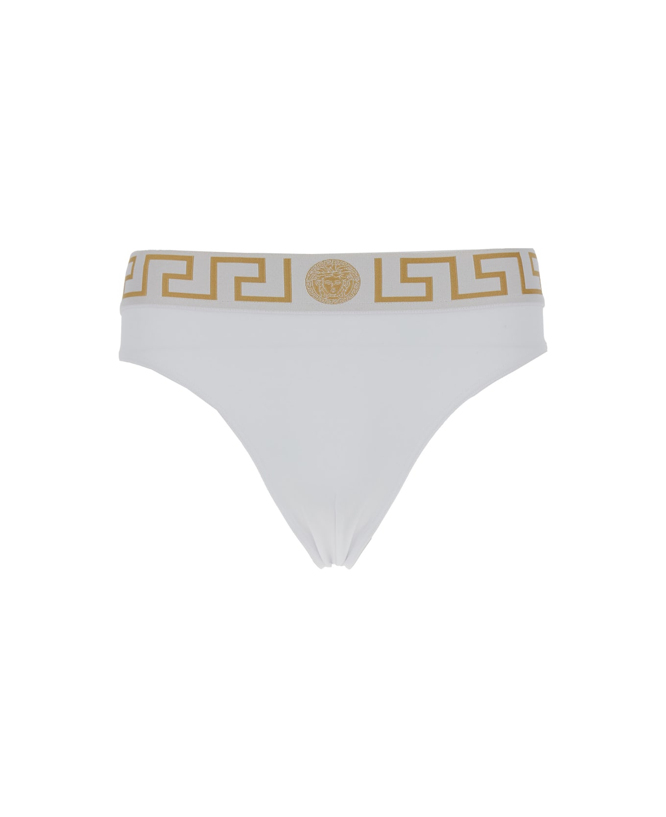 Versace Speedo With Greca Detail In Tech Fabric Man - White