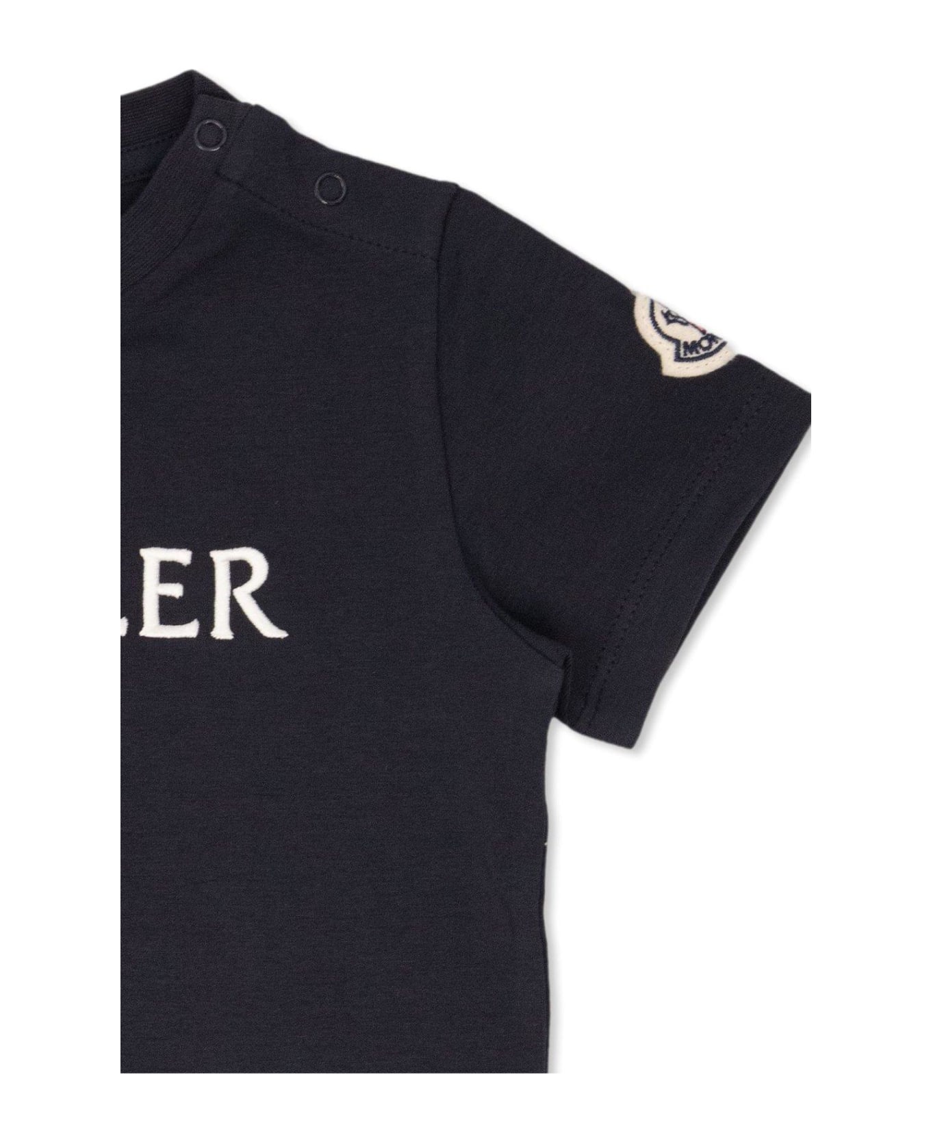 Moncler Logo-embroidered Crewneck T-shirt - Blue Tシャツ＆ポロシャツ