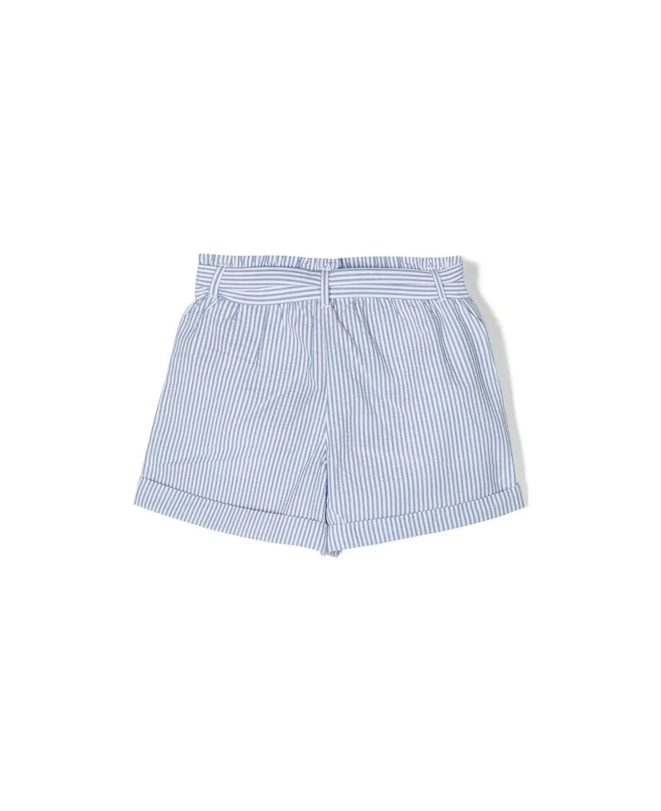 Polo Ralph Lauren Paper-bag Shorts In Light Blue Striped Seersucker ボトムス