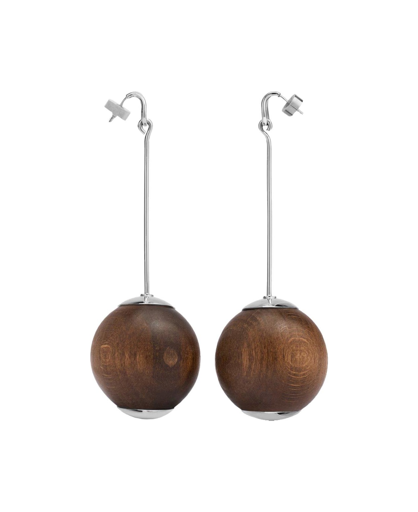 Jacquemus Dangling Ball Earrings - SILVER / BROWN