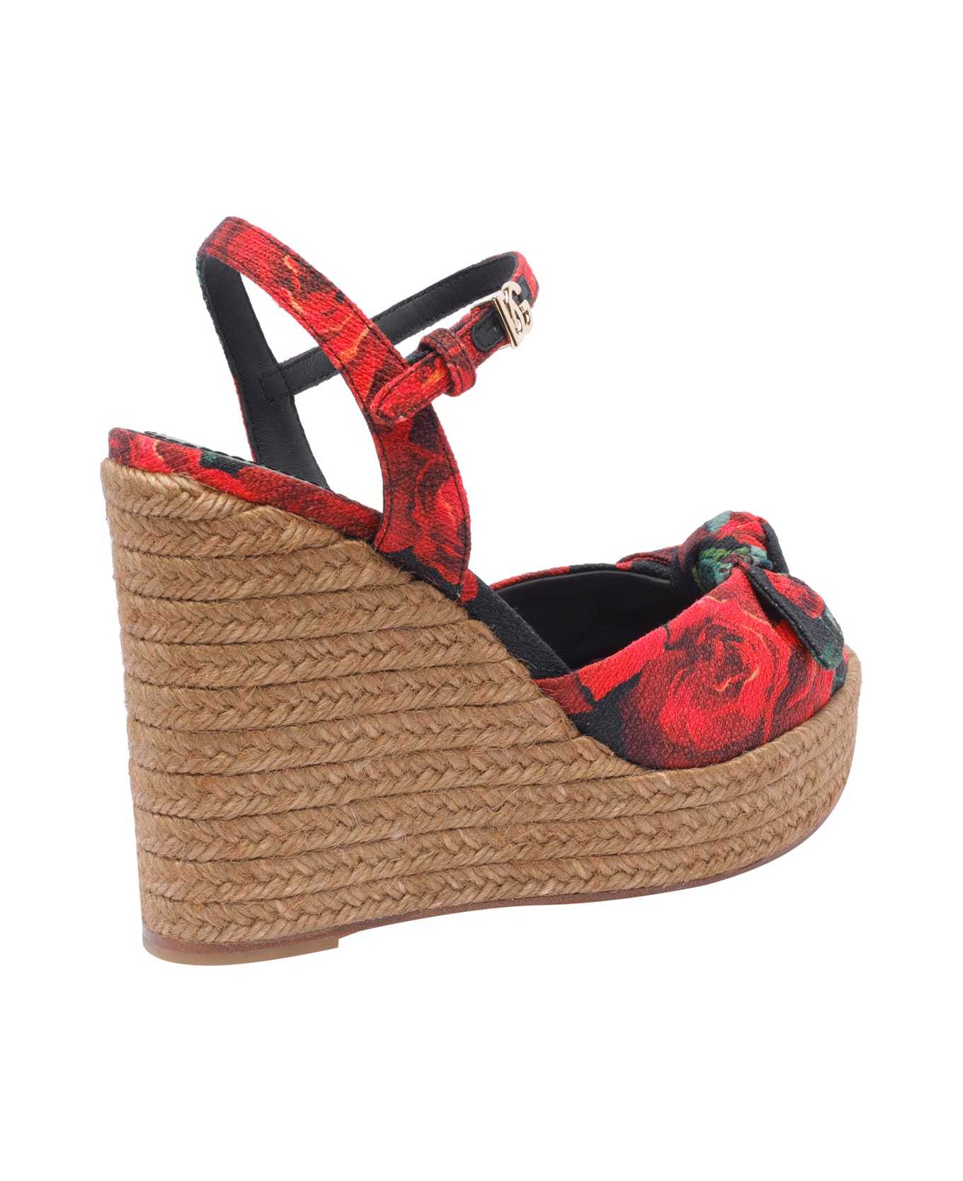 Dolce & Gabbana Rose Print Wedge - Rosso