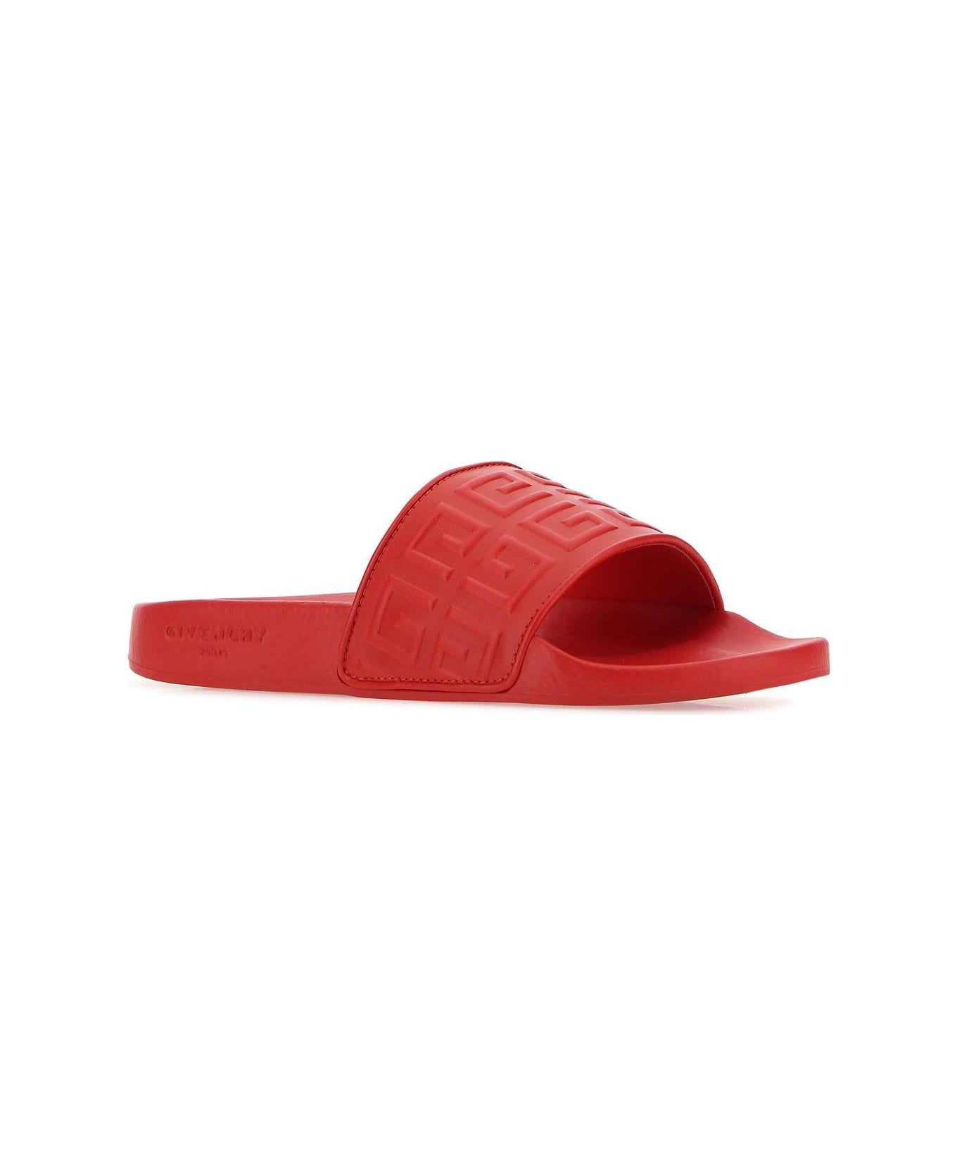 Givenchy Red Leather 4g Slippers - RED