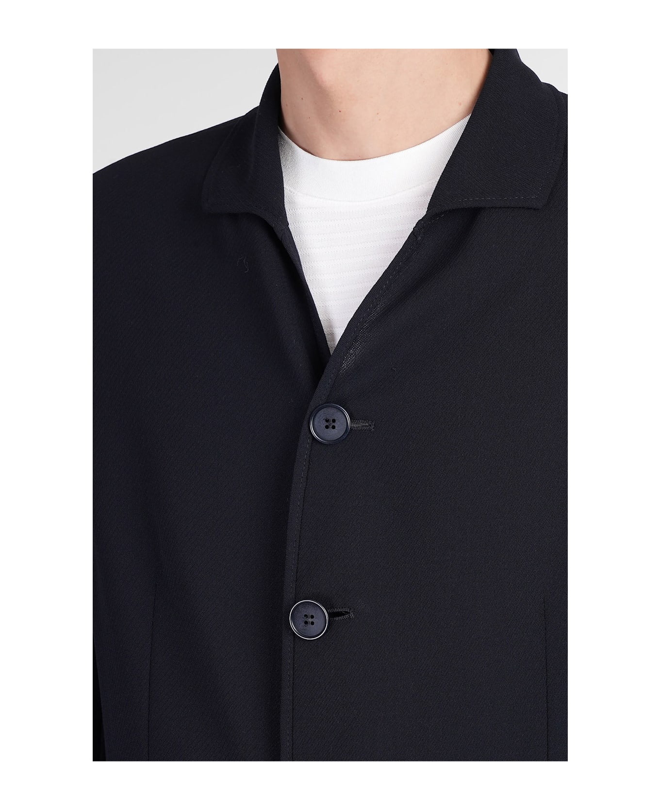 Giorgio Armani Blazer In Blue Wool - blue