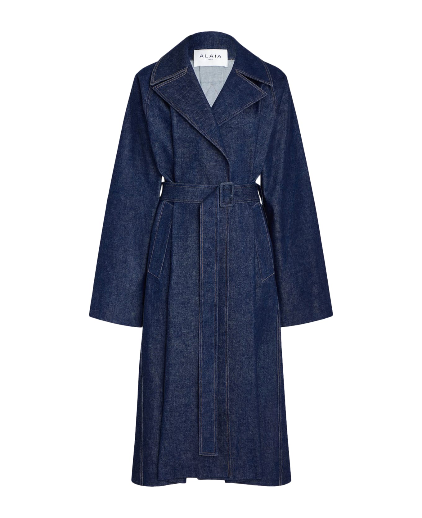 Alaia Belted Coat - Bleu Denim コート