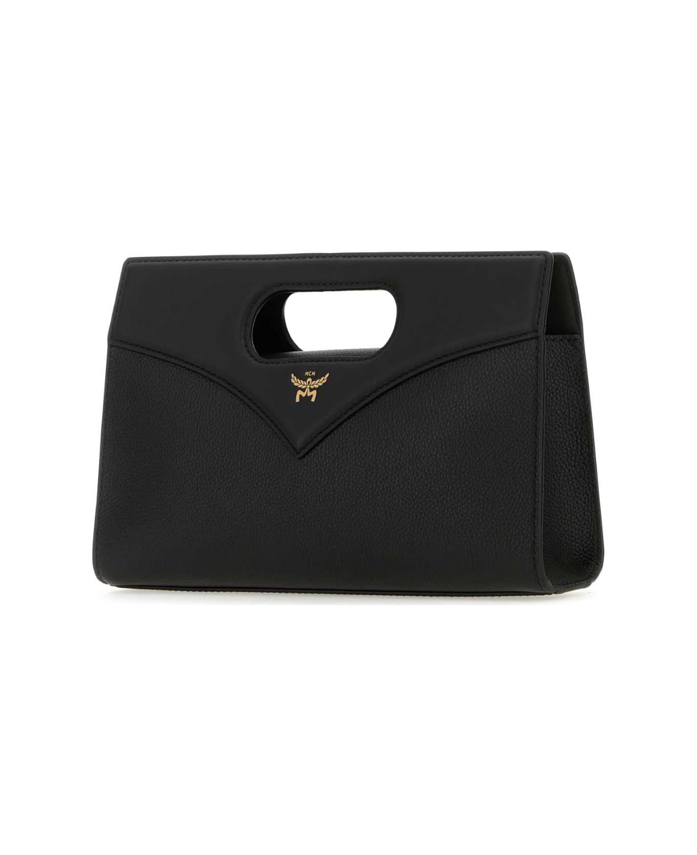 MCM Black Leather Diamond Handbag - Black