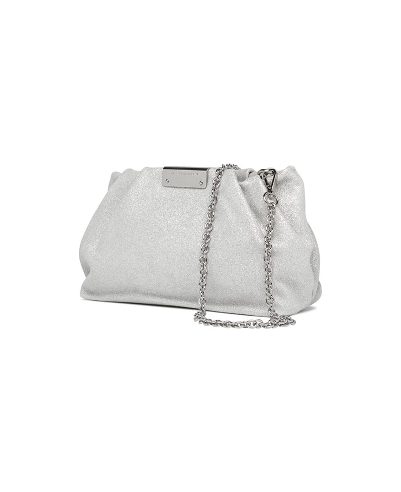 Gianni Chiarini Silver Glitter Pearl Clutch Bag With Curled Effect - SILVER
