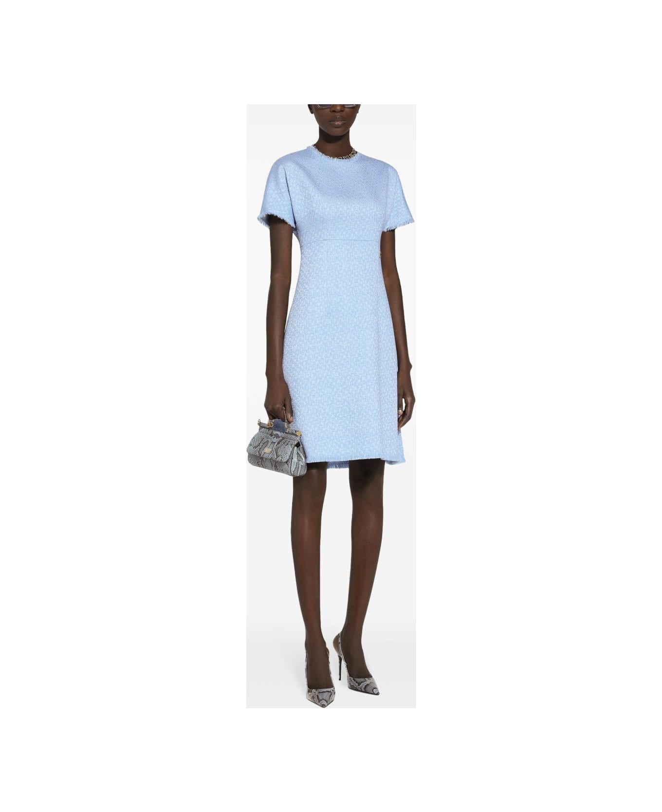 Dolce 
Gabbana Rachel Tweed Dress With Dg Logo - Clear Blue