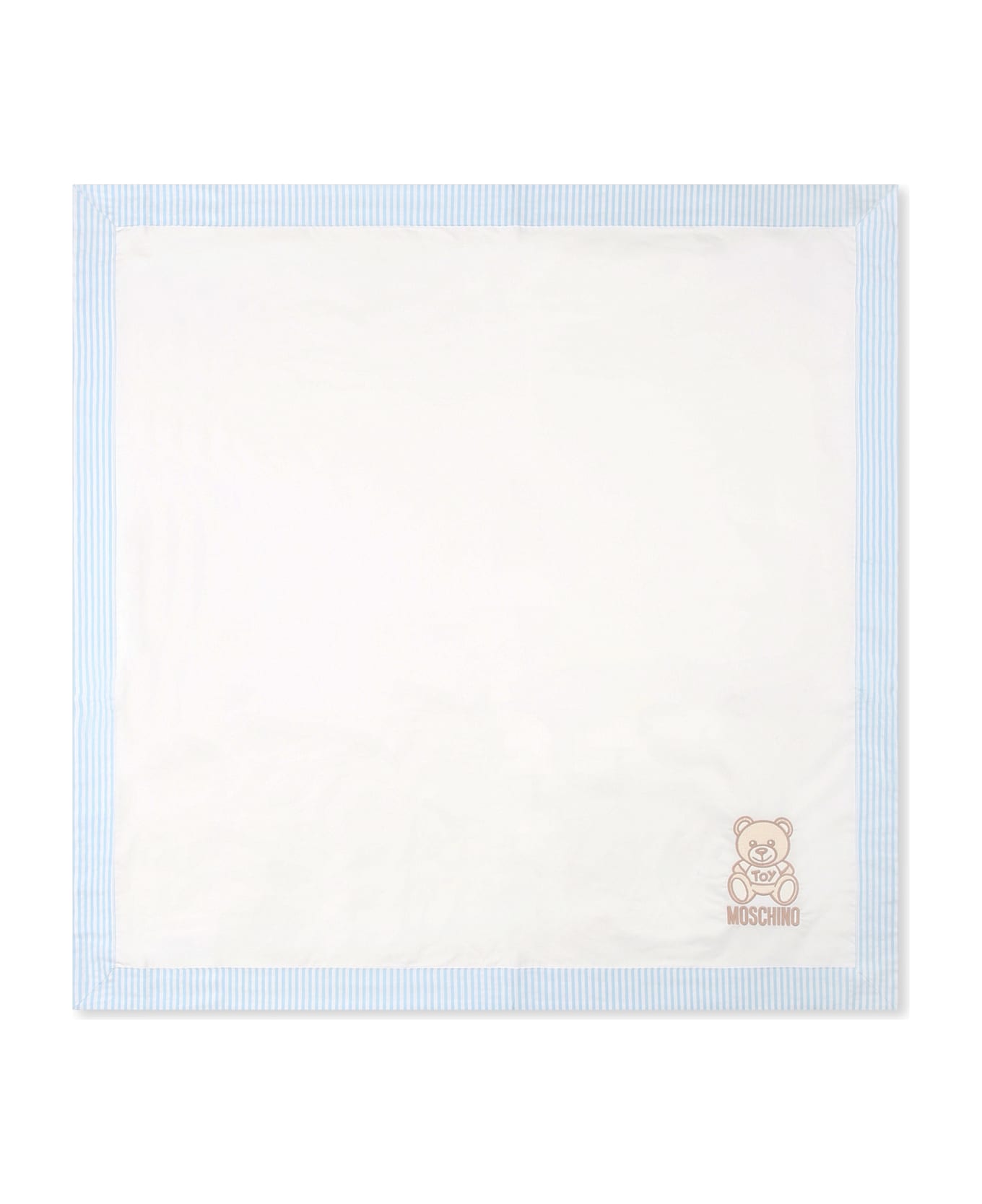 Moschino White Blanket For Baby Boy With Teddy Bear And Logo - Ivory