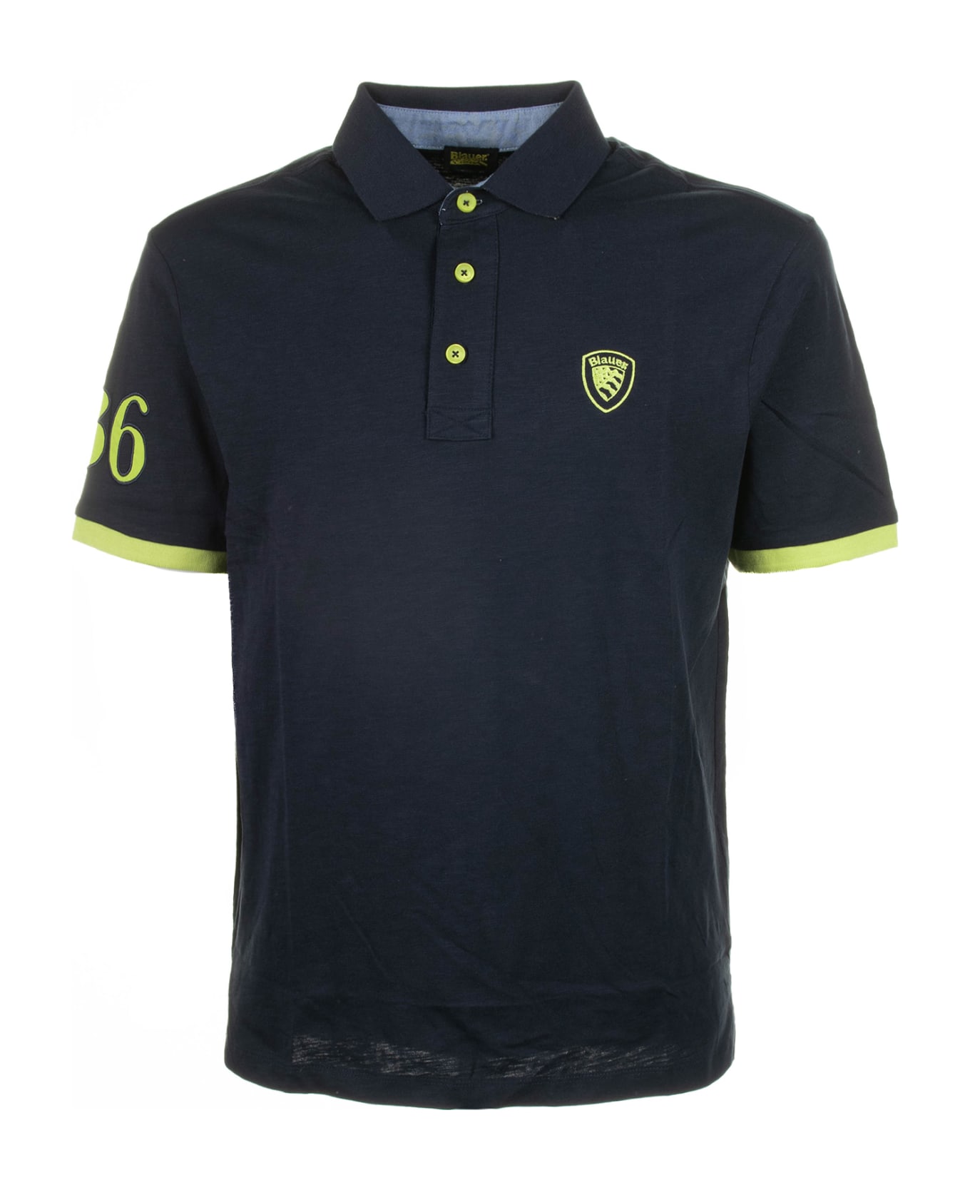 Blauer Polo 36 With Short Sleeves In Navy Blue - Blu