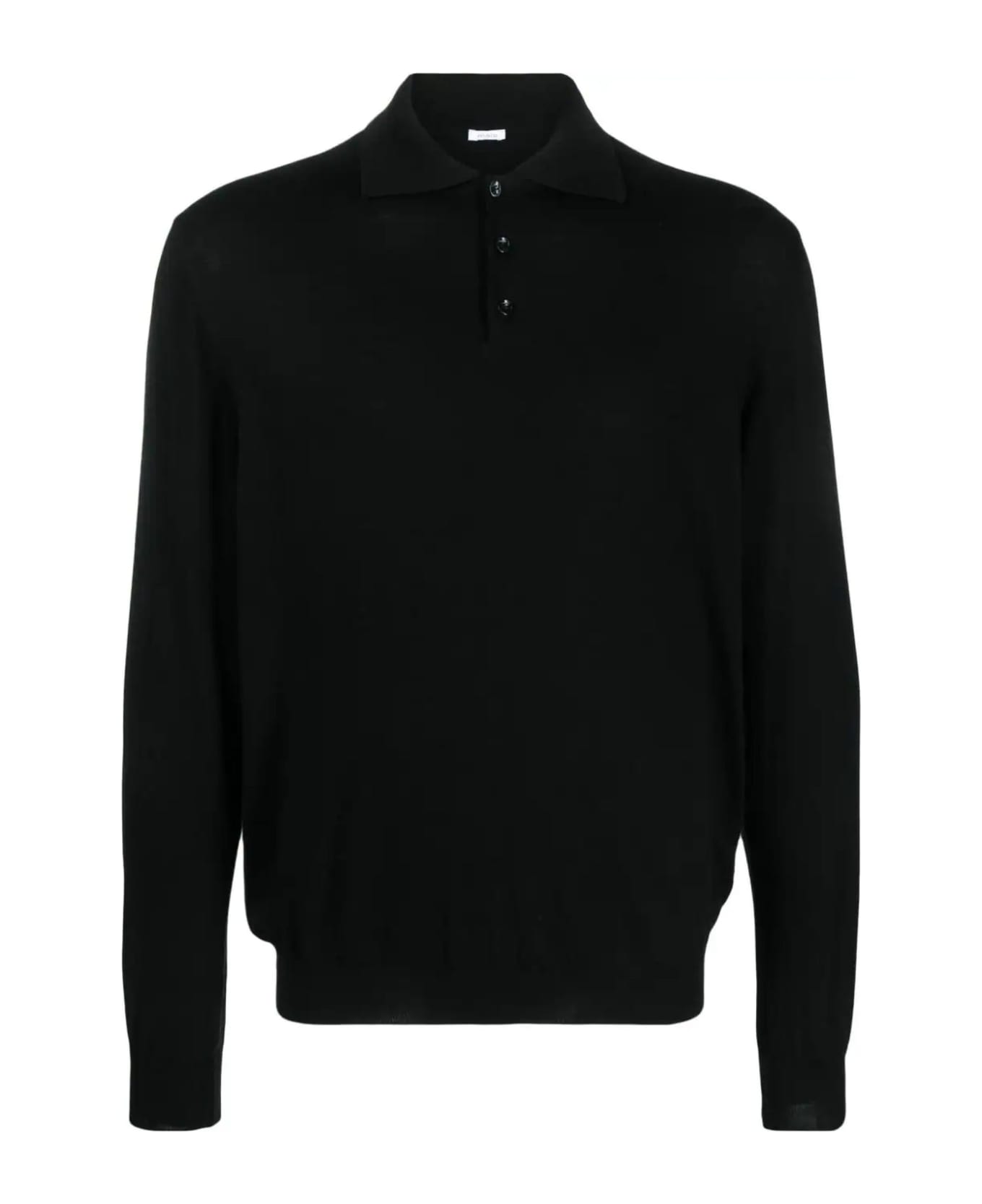 Malo Black Virgin Wool Polo Shirt - Black ポロシャツ