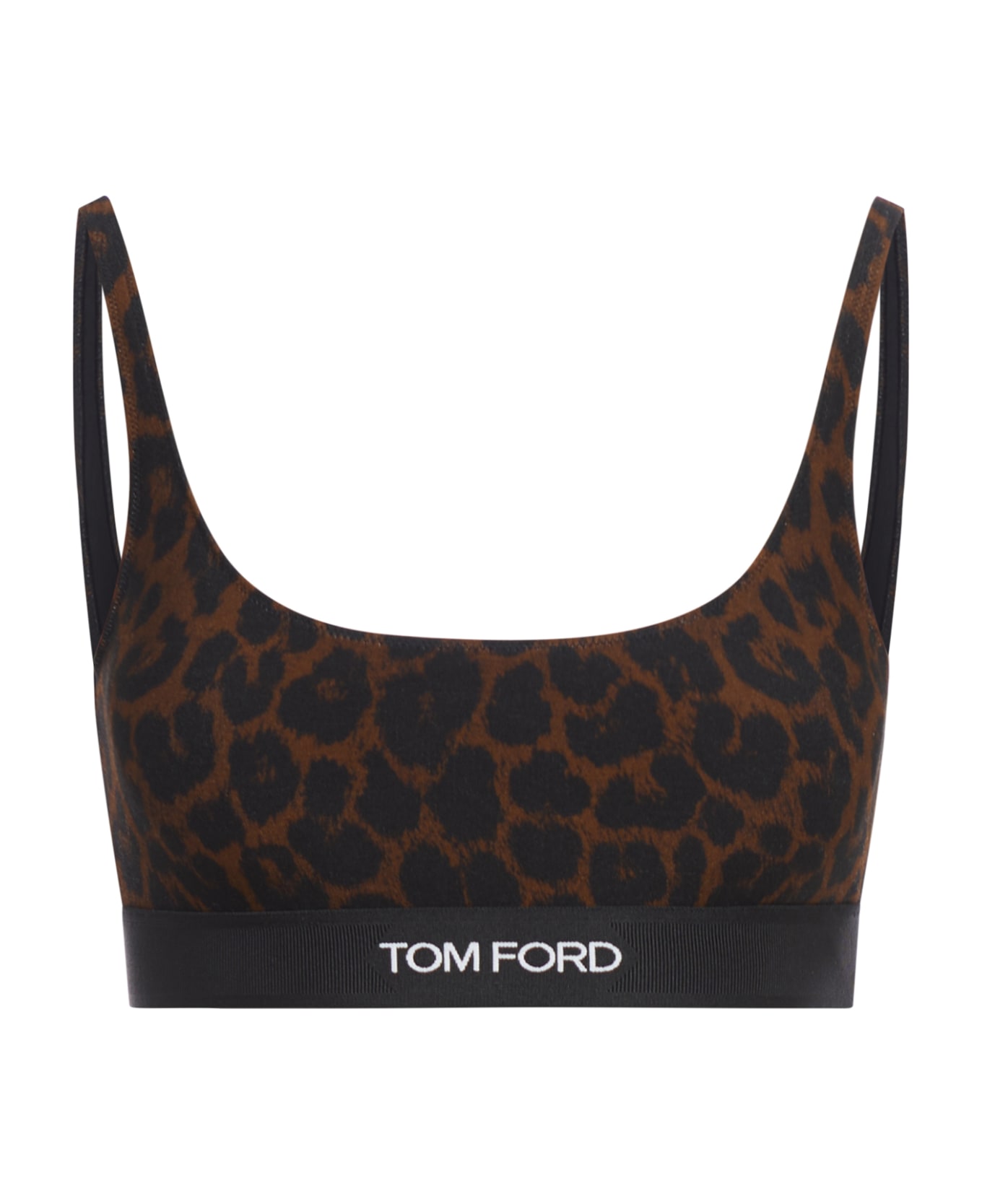 Tom Ford Reflected Leopard Printed Modal Signature Bralette - Xcabl Camel