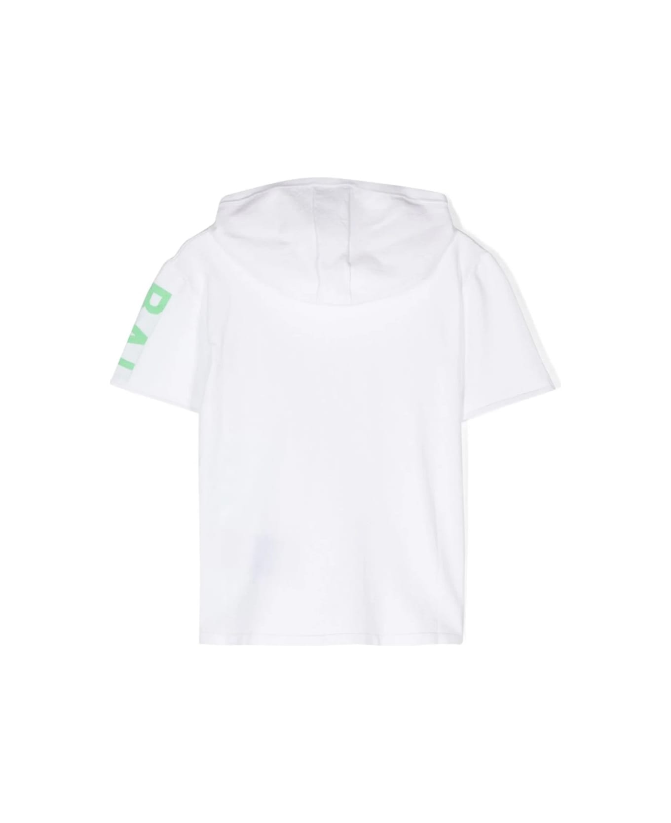 Balmain White Short-sleeved Hoodie With Side Logo - White