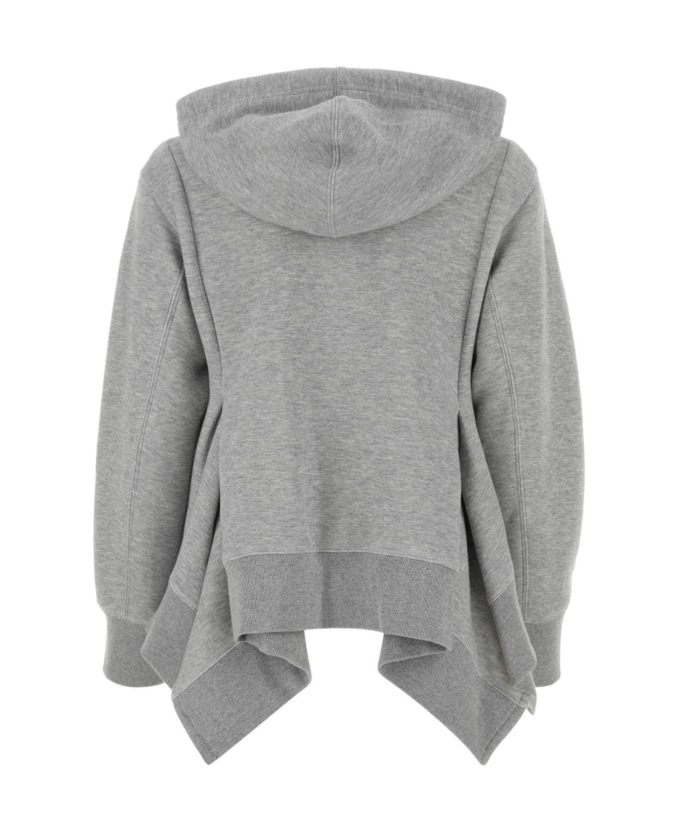 Sacai Melange Grey Cotton Blend Sweatshirt - LGRAY
