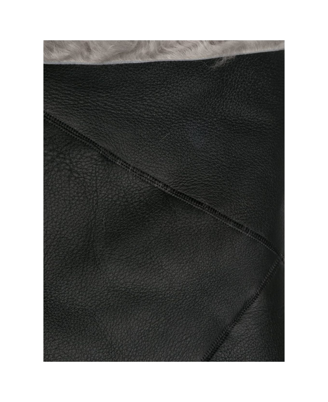 Rick Owens Leahter Shearling Cape - Black