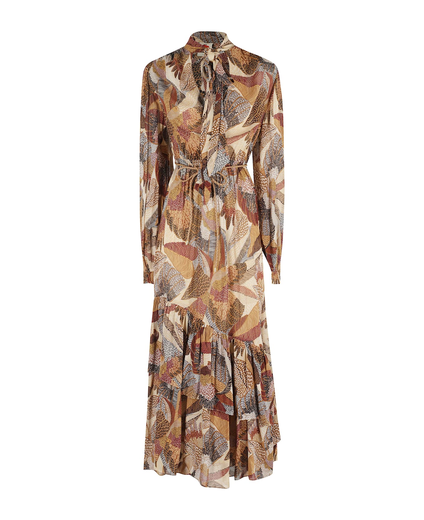 Farm Rio Long Sleeve Maxi Dress - Dotted Macaws Cream