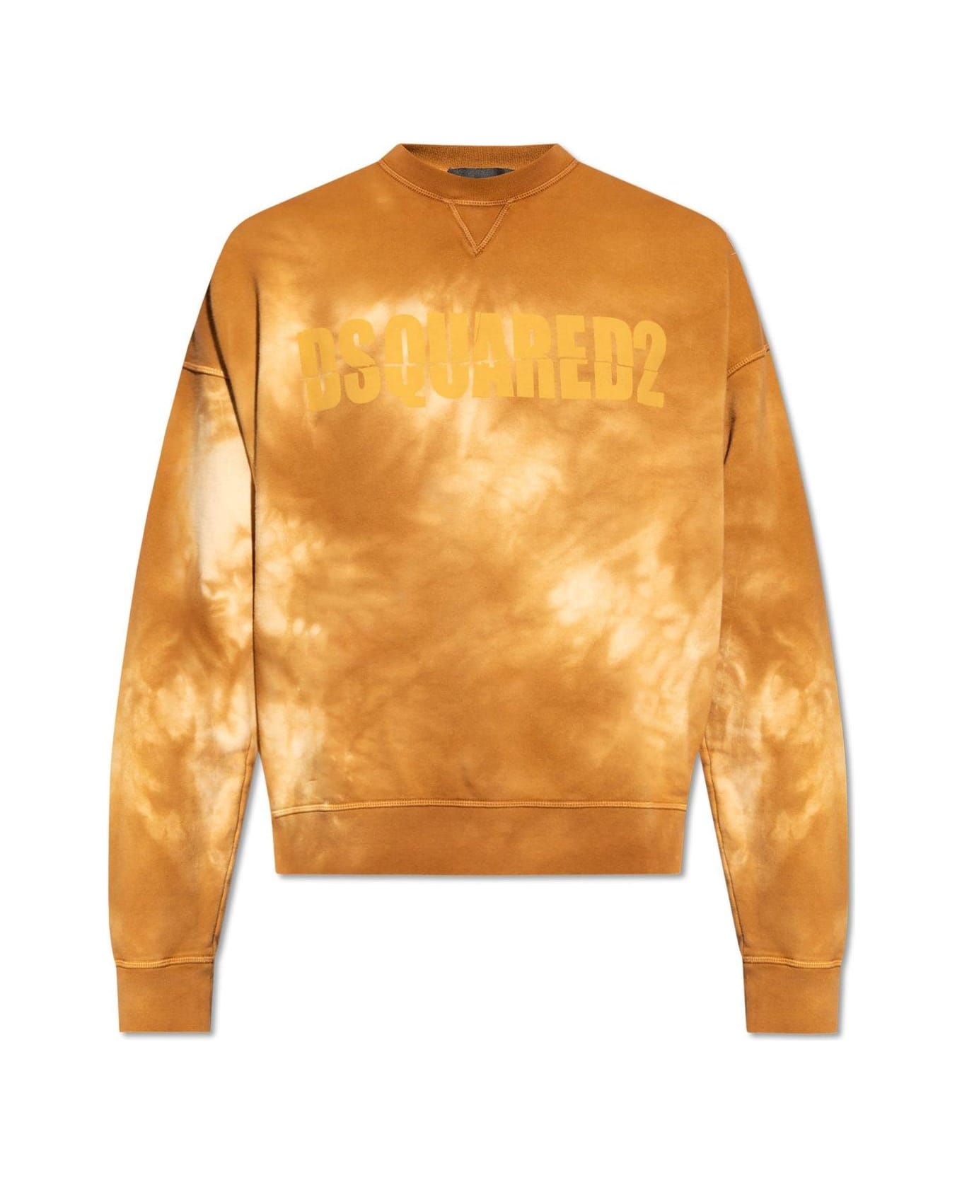 Dsquared2 Logo Printed Tie Dyed Crewneck Sweatshirt - Brown