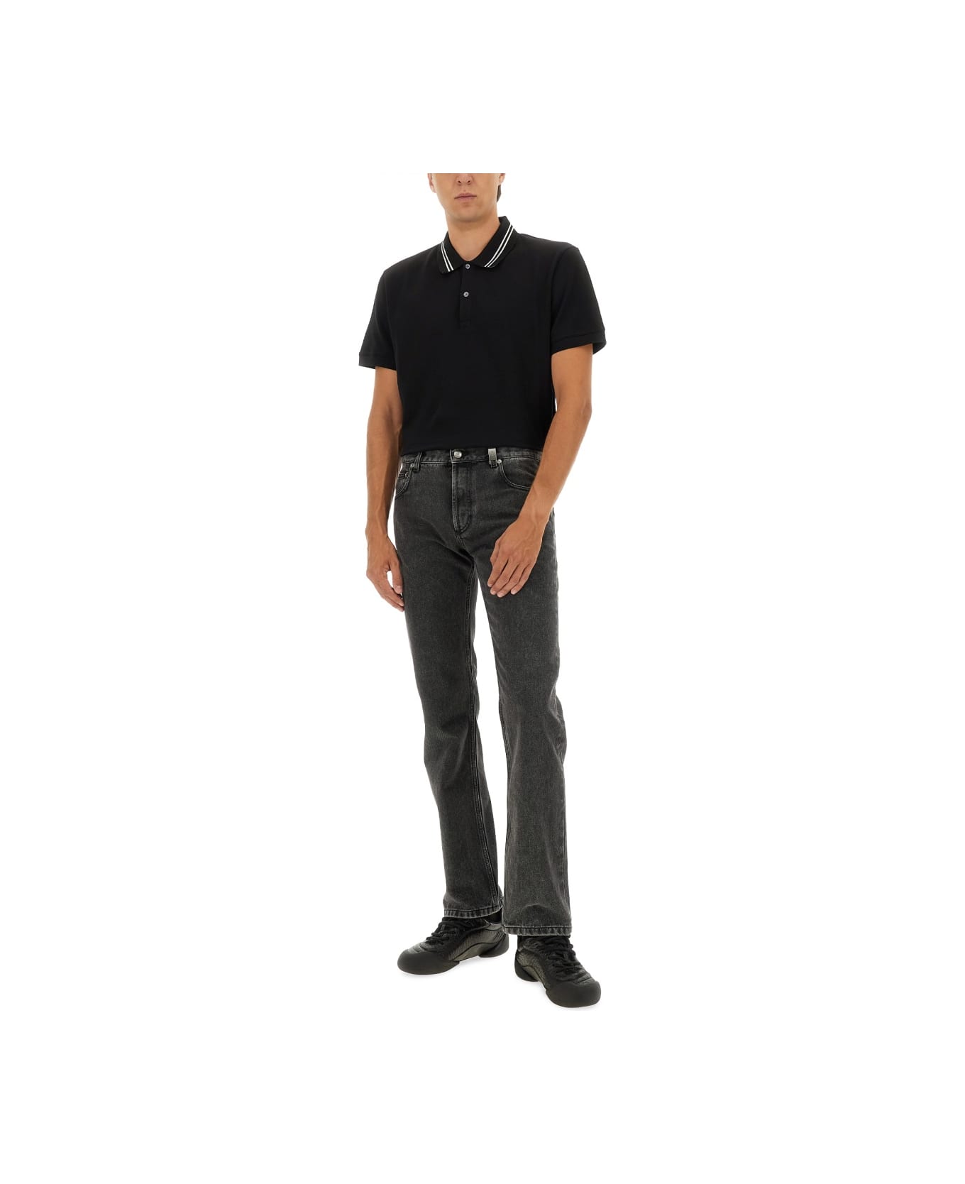 Alexander McQueen Polo Shirt With Logo On The Collar - BLACK