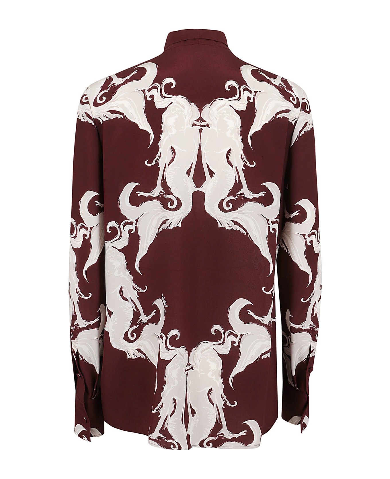 Valentino Garavani Shirt | Pattern | Crepe De Chine Metamorphos Siren Small - Yus Amarone Perla
