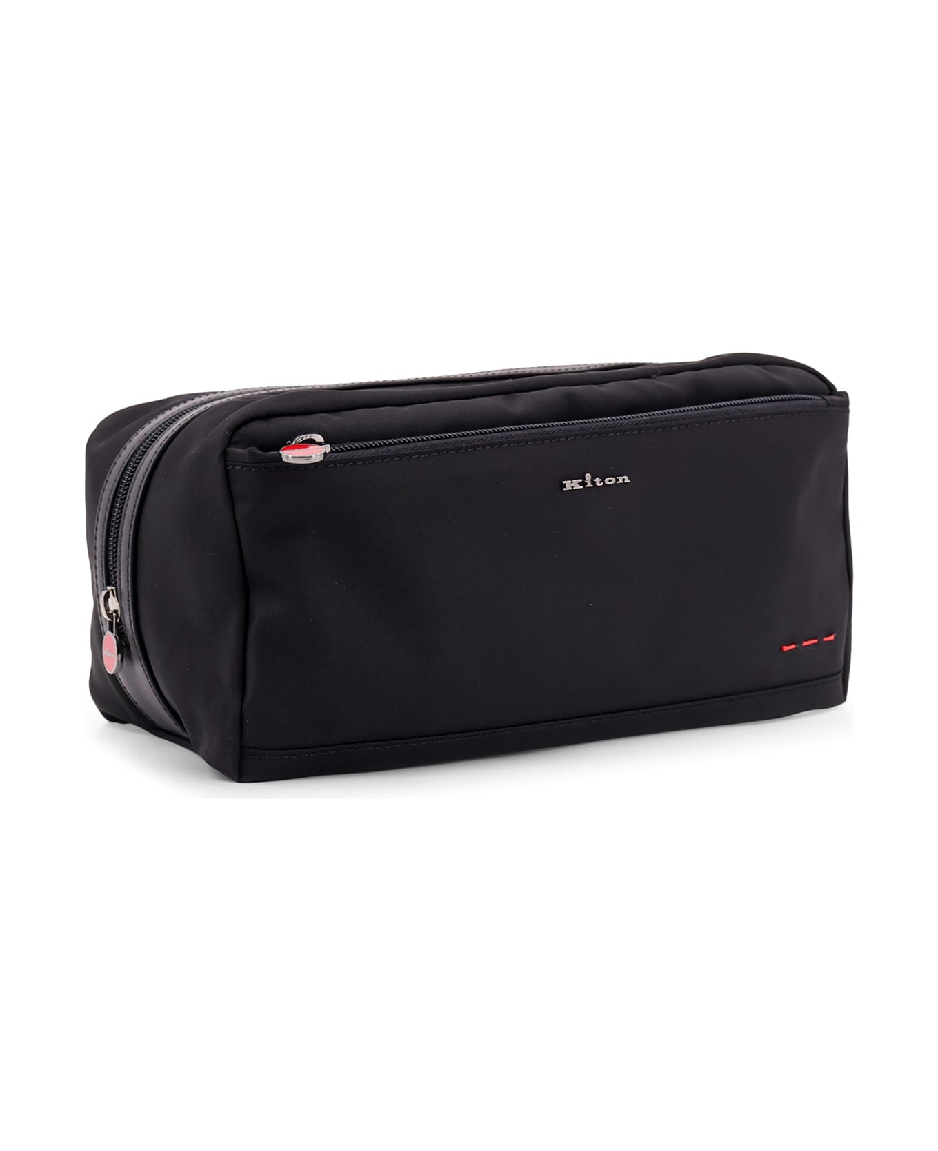 Kiton Nylon Beauty Case With Frontal Logo - Black