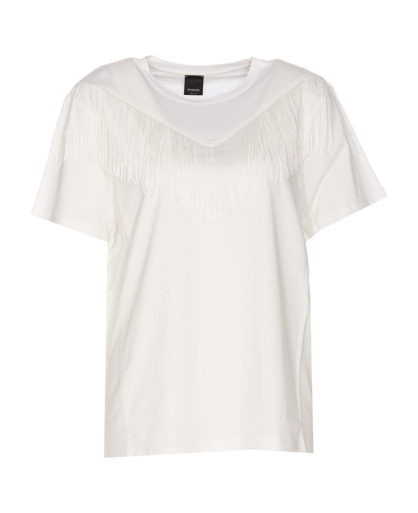 Pinko Fringes T-shirt - Bianco-biancaneve Tシャツ