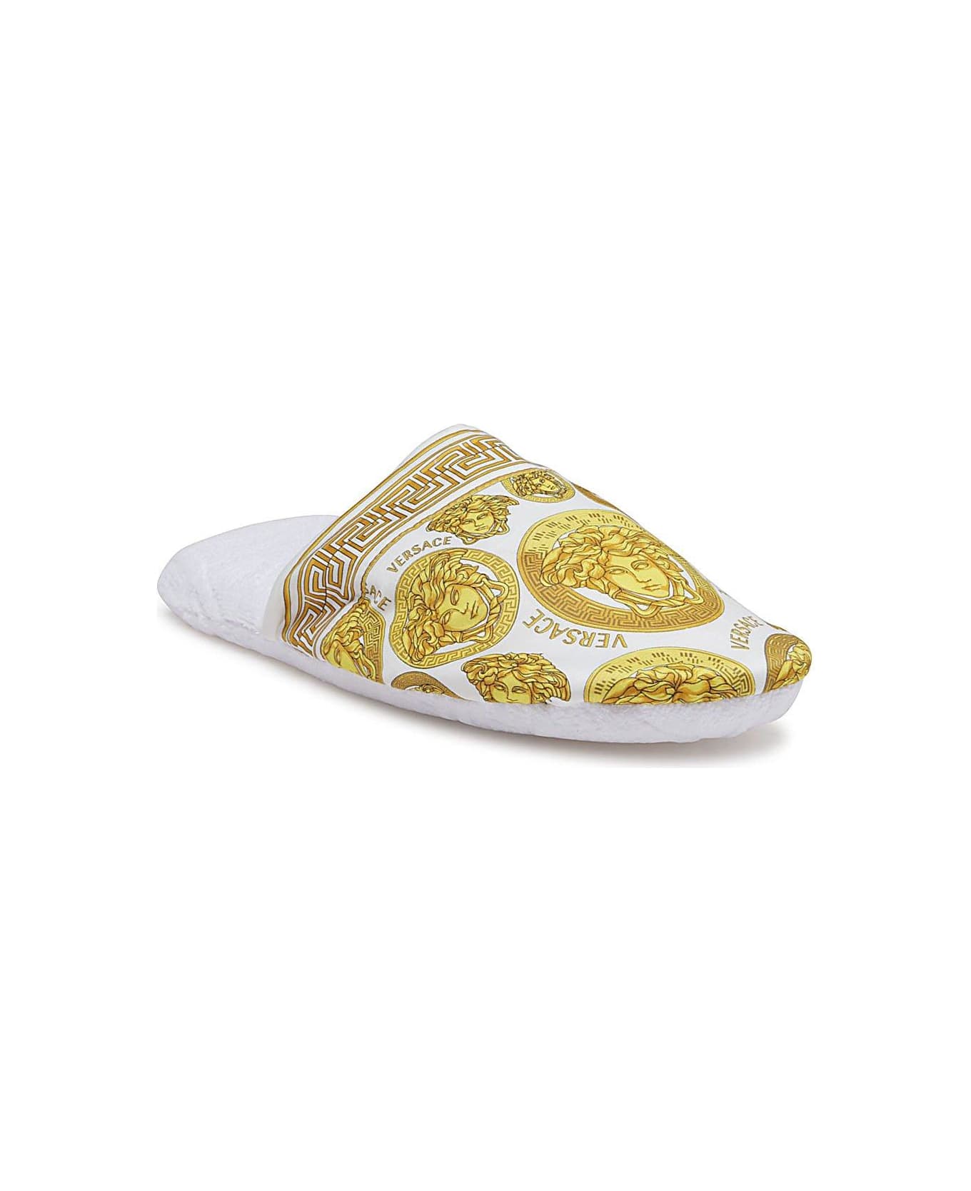 Versace Medusa Printed Slippers - White