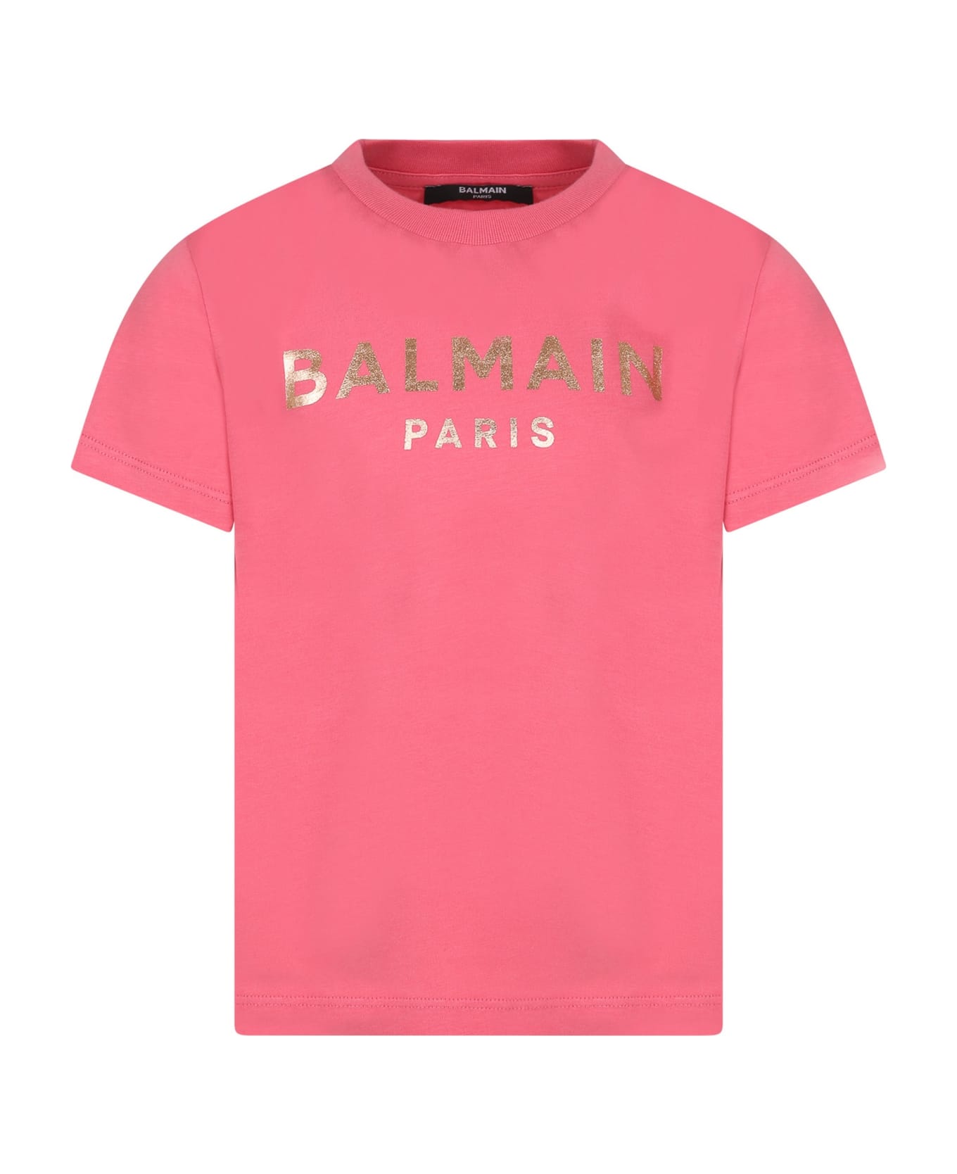 Balmain Fuchsia T-shirt For Girl With Logo - Fuchsia