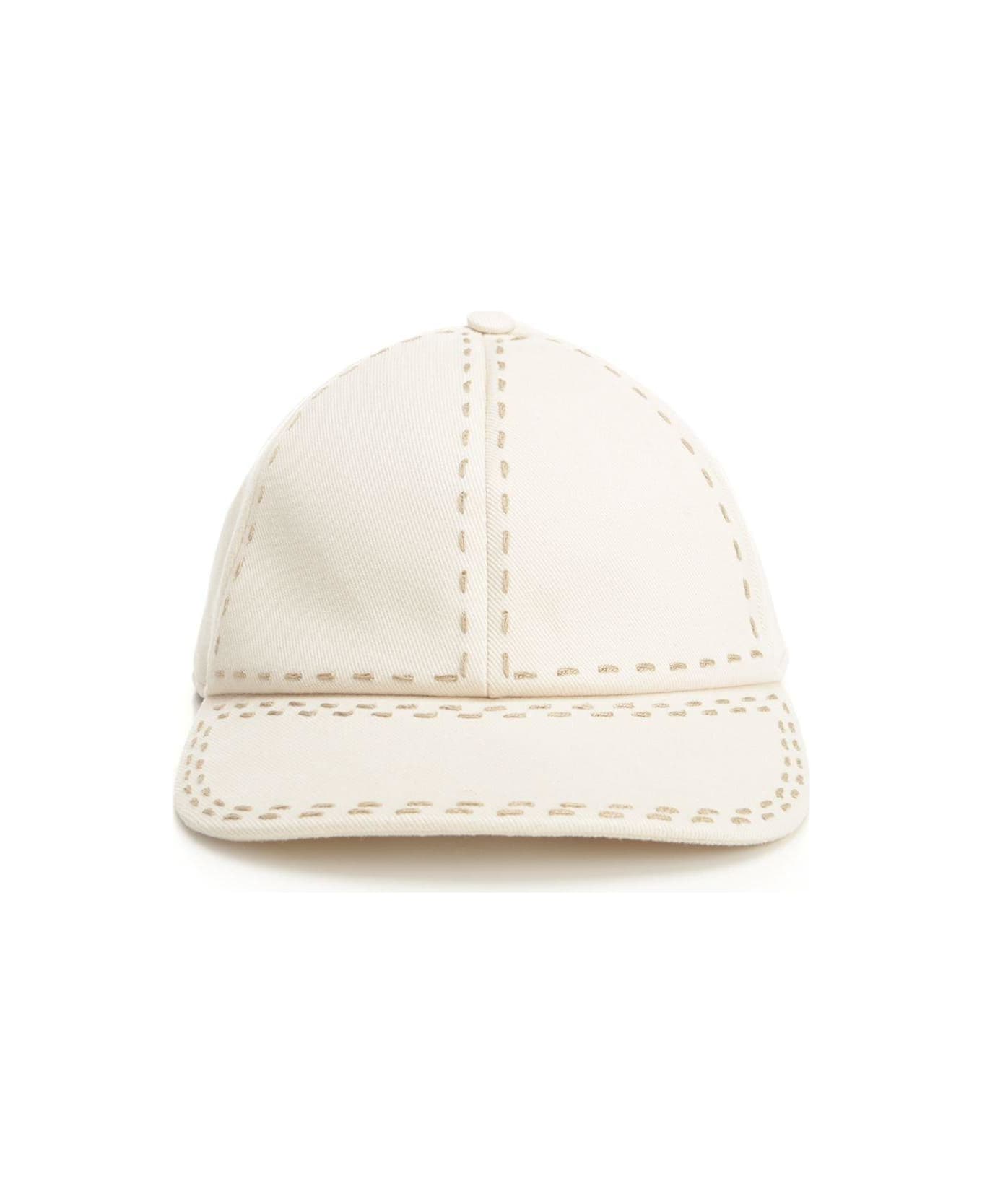 Fendi Selleria Topstitch Baseball Cap - Beige