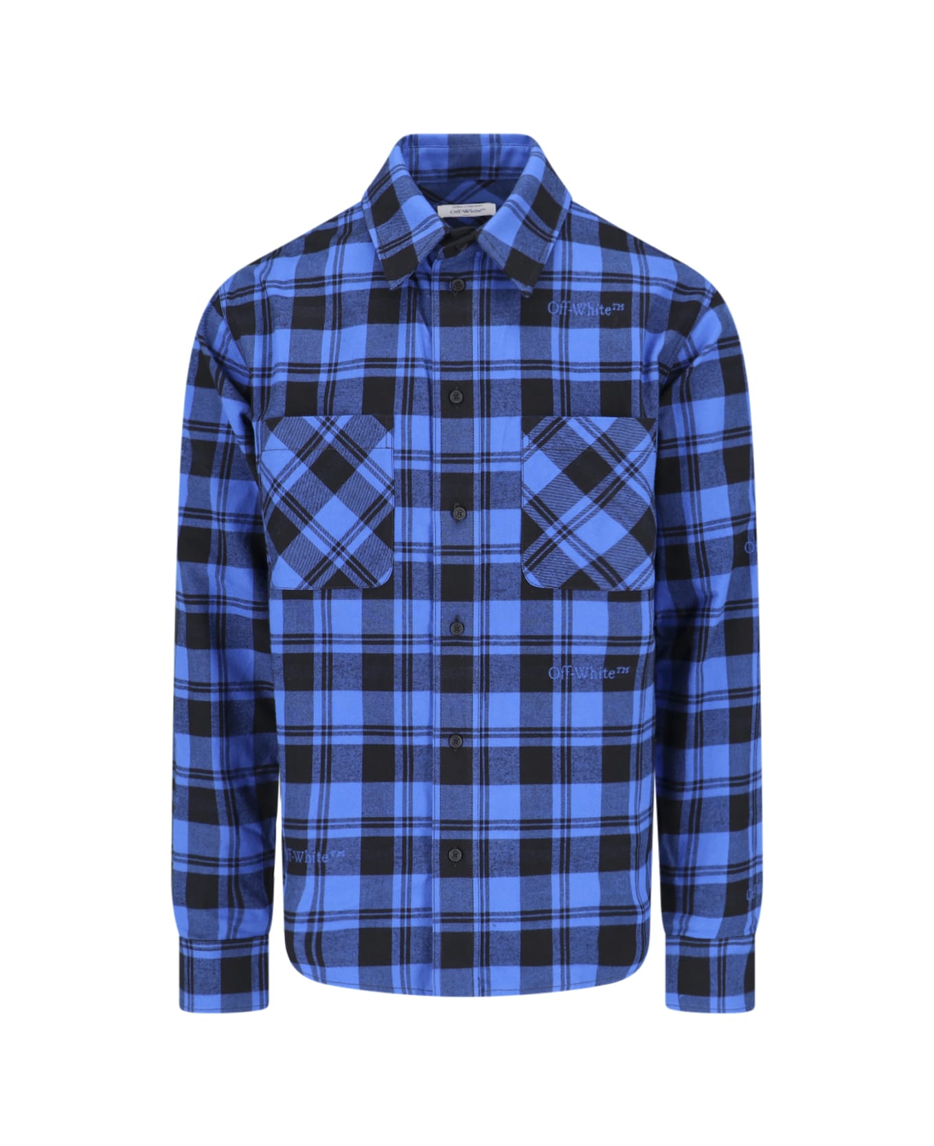 Off-White Checked Flannel Shirt - Blue