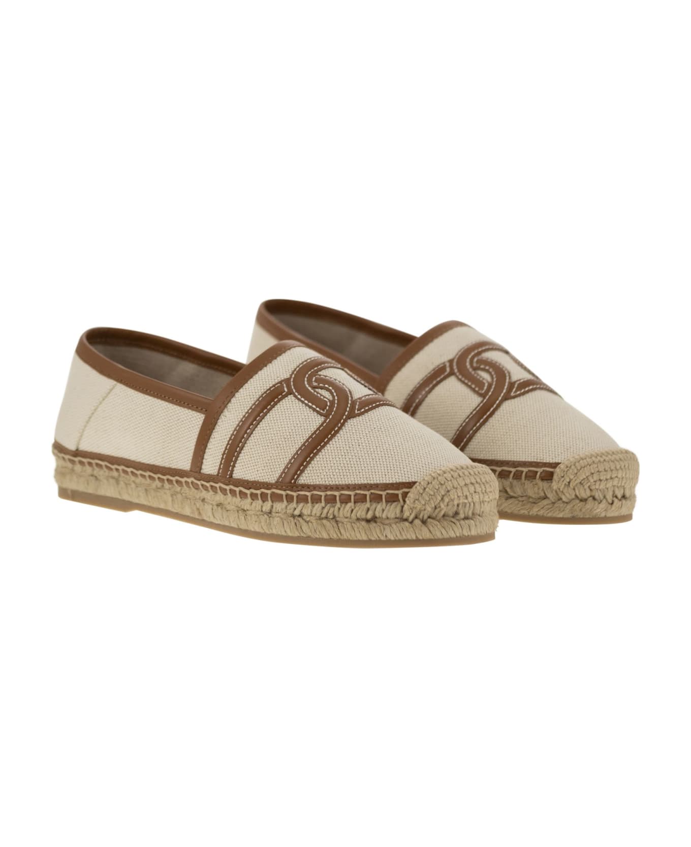 Tod's Slip-on Kate In Canvas And Leather - Beige