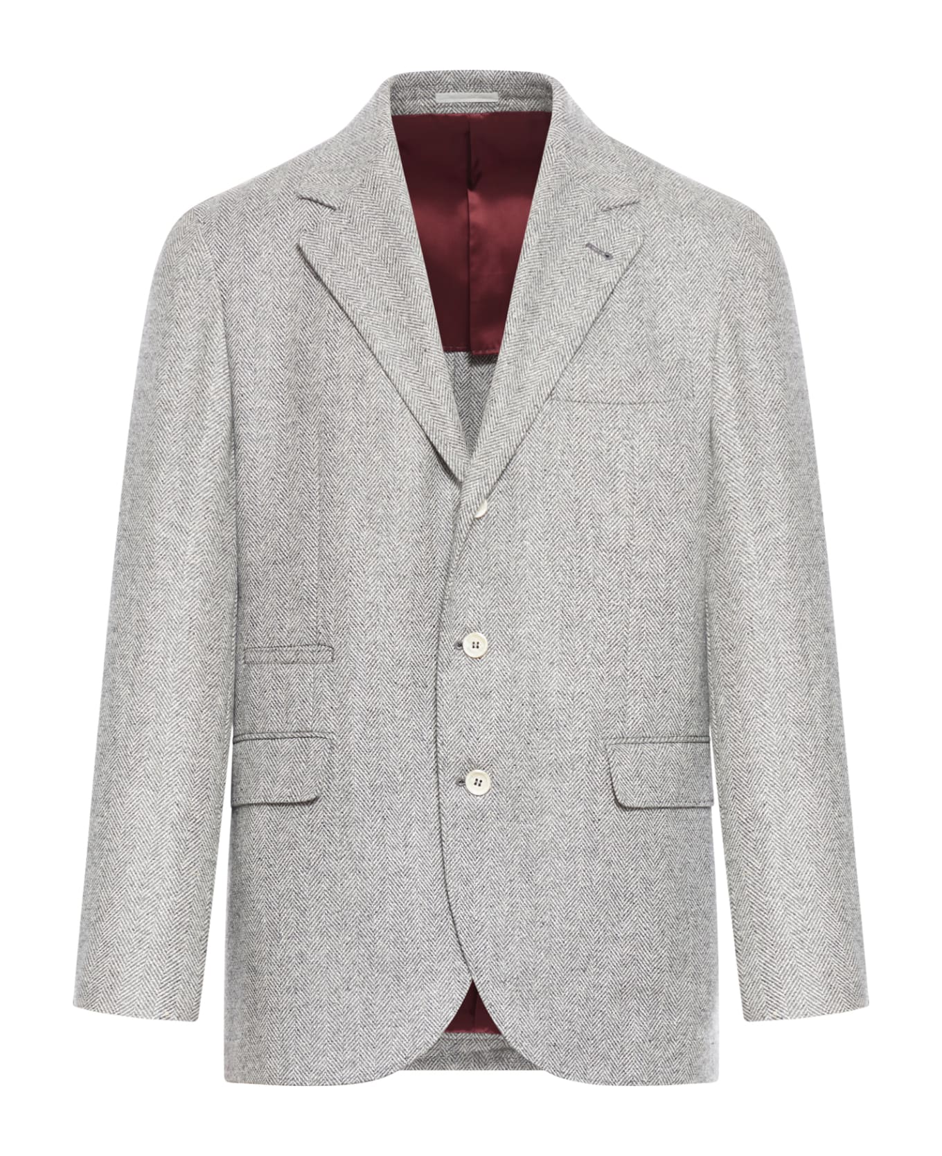 Brunello Cucinelli Herringbone Fabric Blazer - Grey