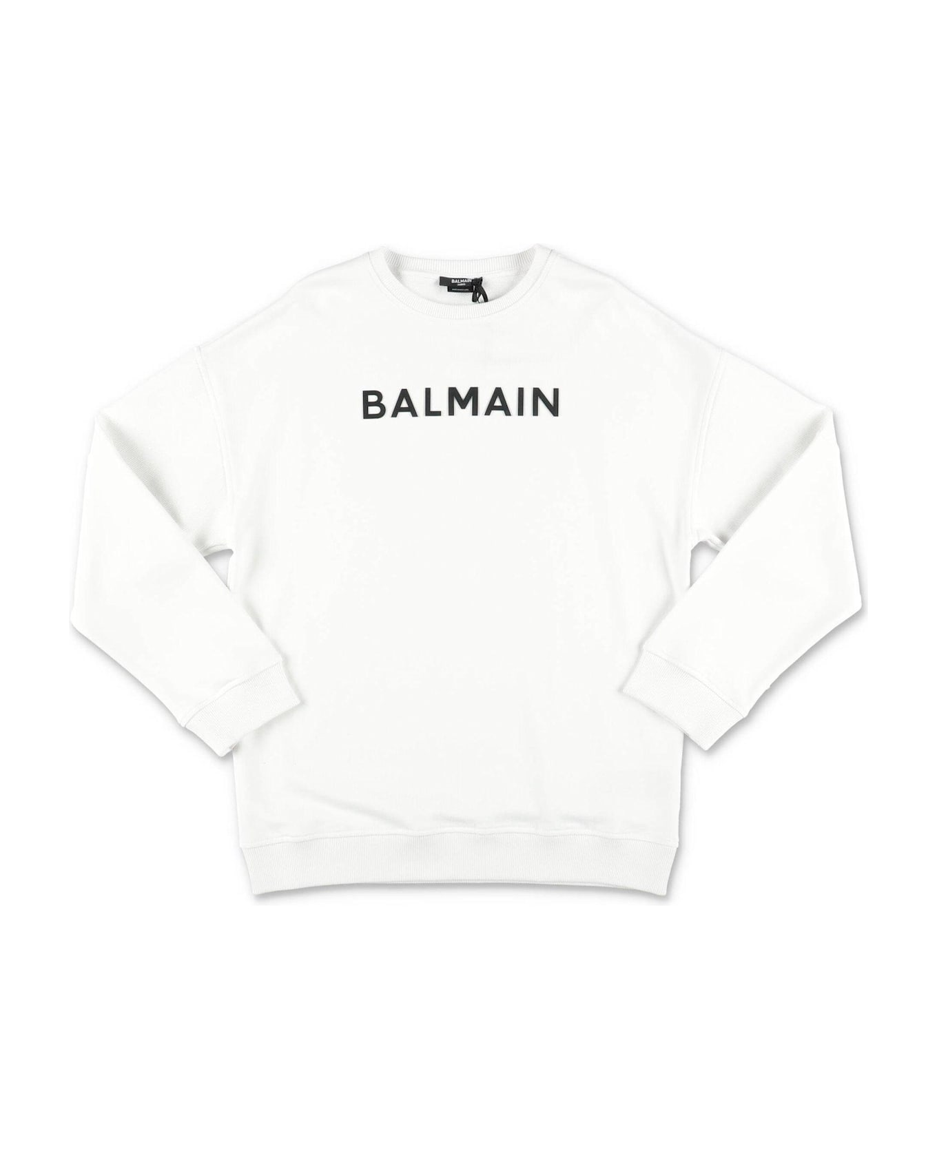 Balmain Kid Logo Printed Crewneck Sweatshirt - White