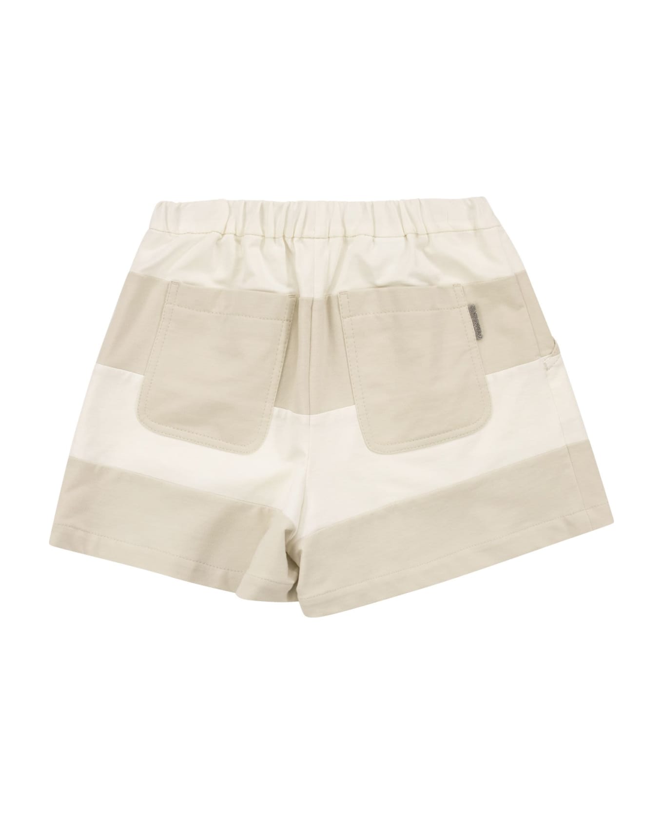 Brunello Cucinelli Wide Striped Cotton Shorts - Ivory/nut