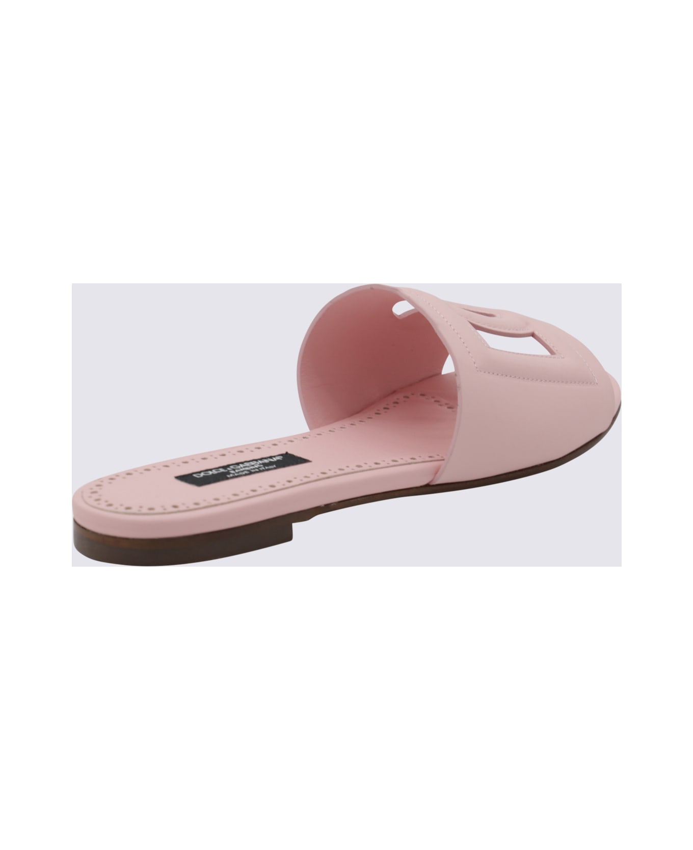 Dolce & Gabbana Pink Leather Dg Logo Flats - Pink