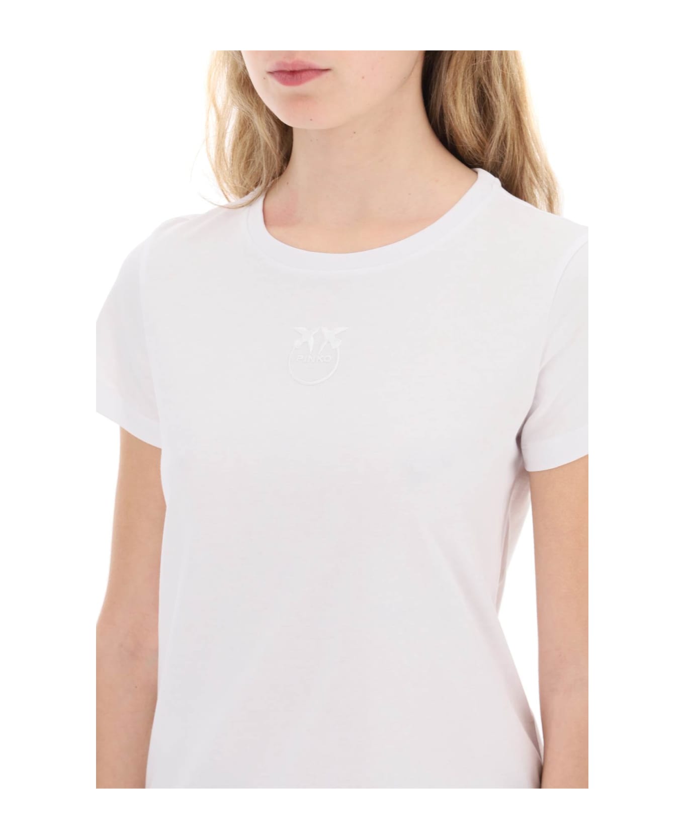 Pinko Bussolotto T-shirt Jersey Logo - Bianco Brill.