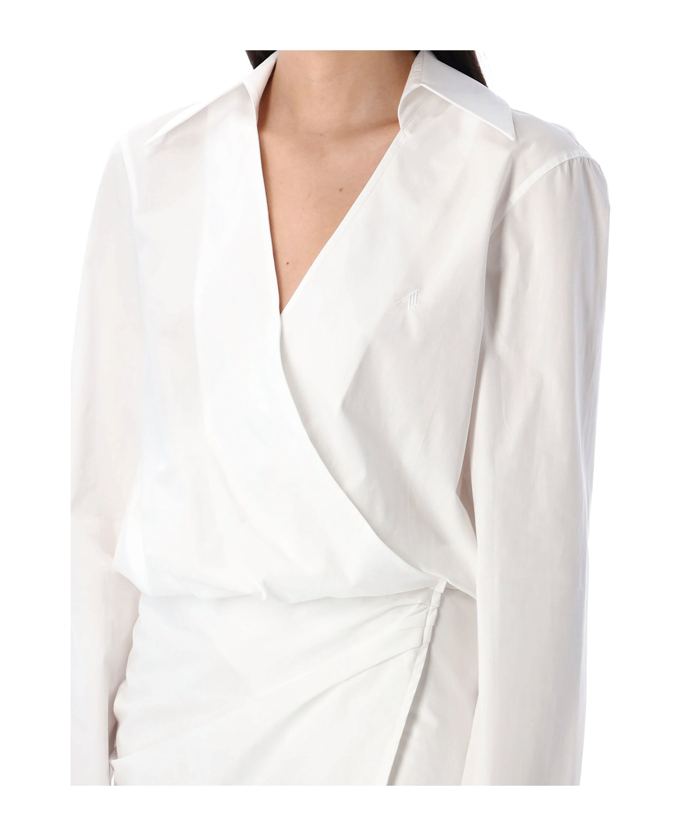 The Attico Striped Mini Shirt Dress - WHITE