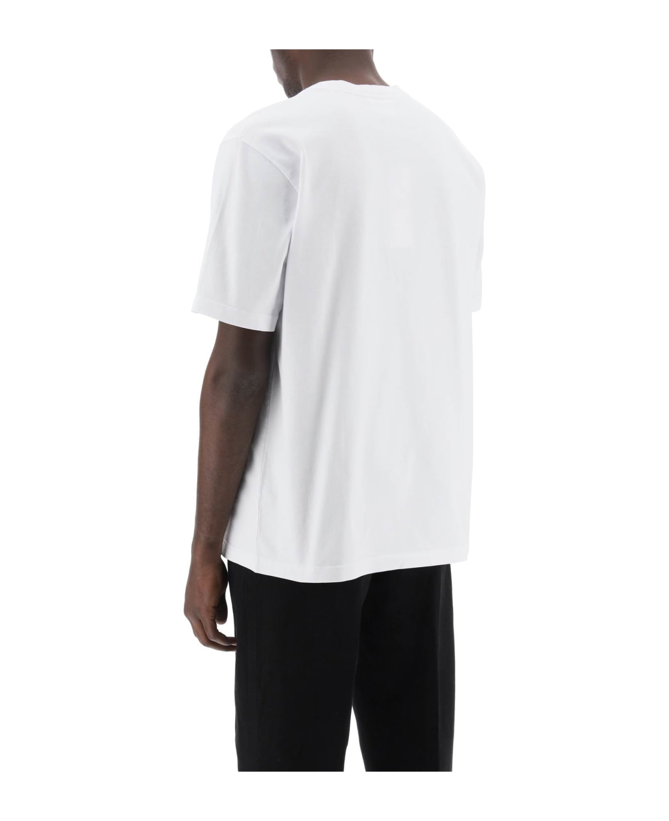 Maison Kitsuné T-shirt With Logo Lettering - WHITE BLACK (White)