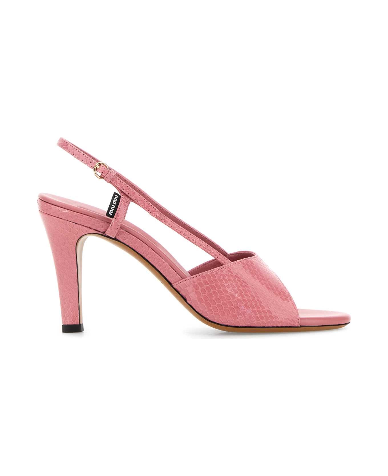 Miu Miu Pink Leather Sandals - PETALO