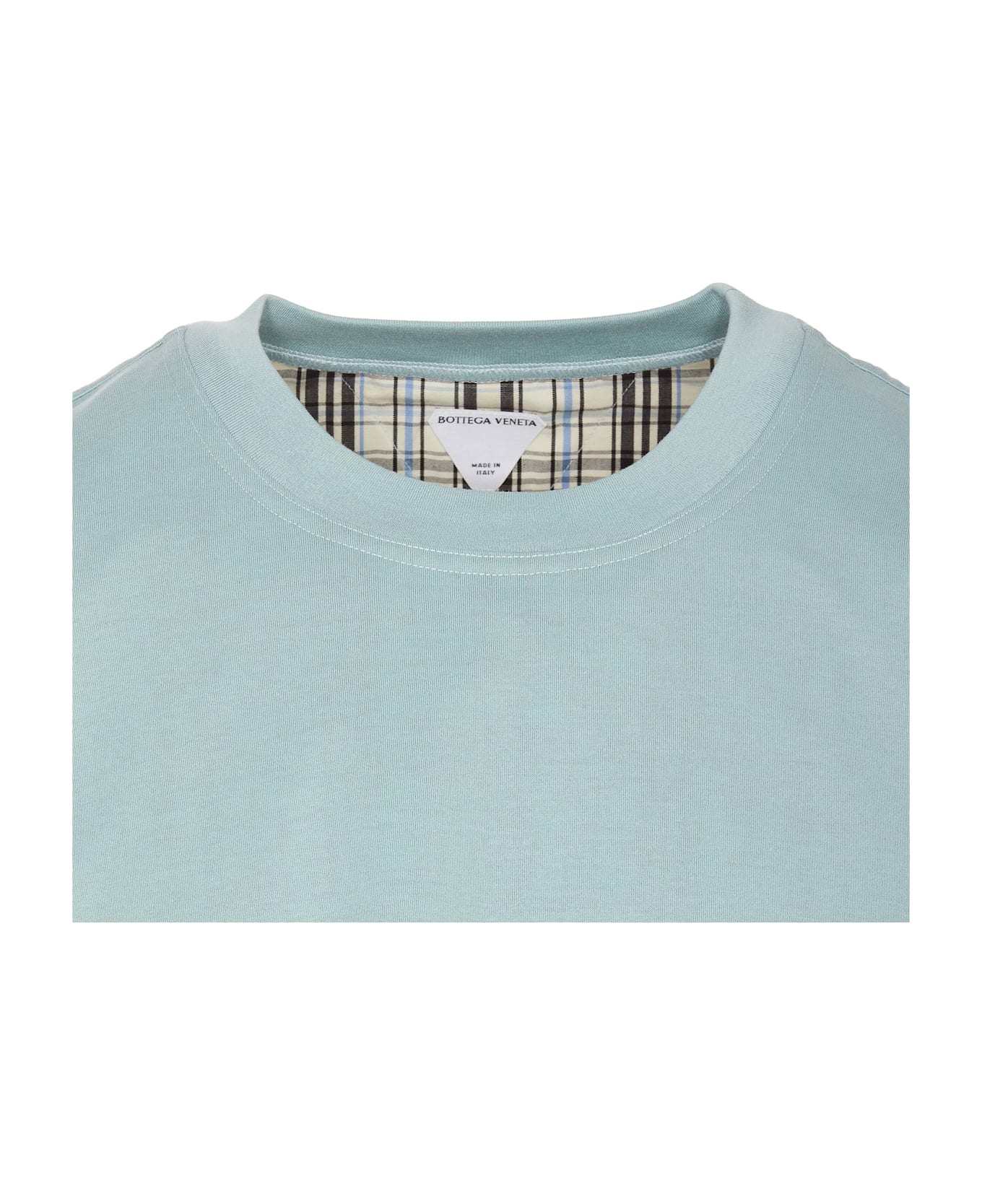 Bottega Veneta Double Layer Cotton Check T-shirt - Blue シャツ