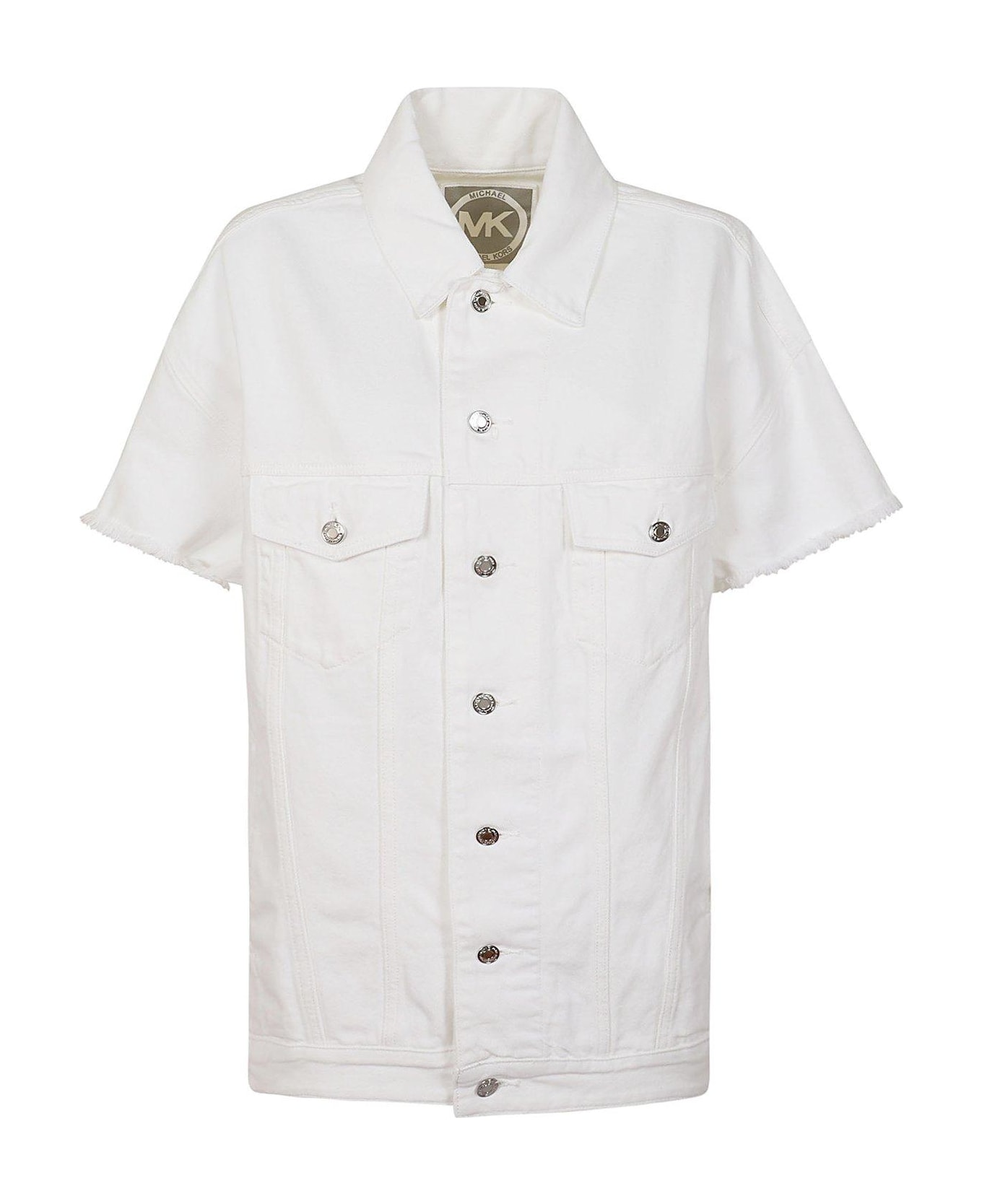 Michael Kors Oversized Frayed Denim Jacket - Optic White