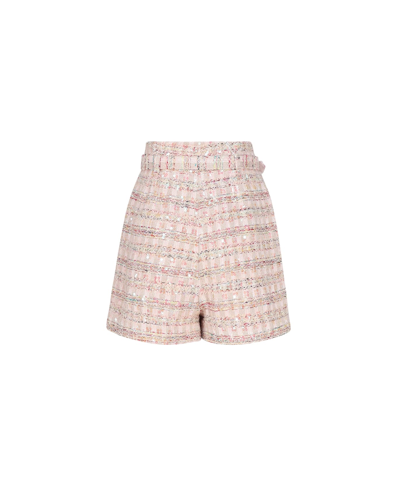 self-portrait Shorts In Bouclé With Sequins - Pink