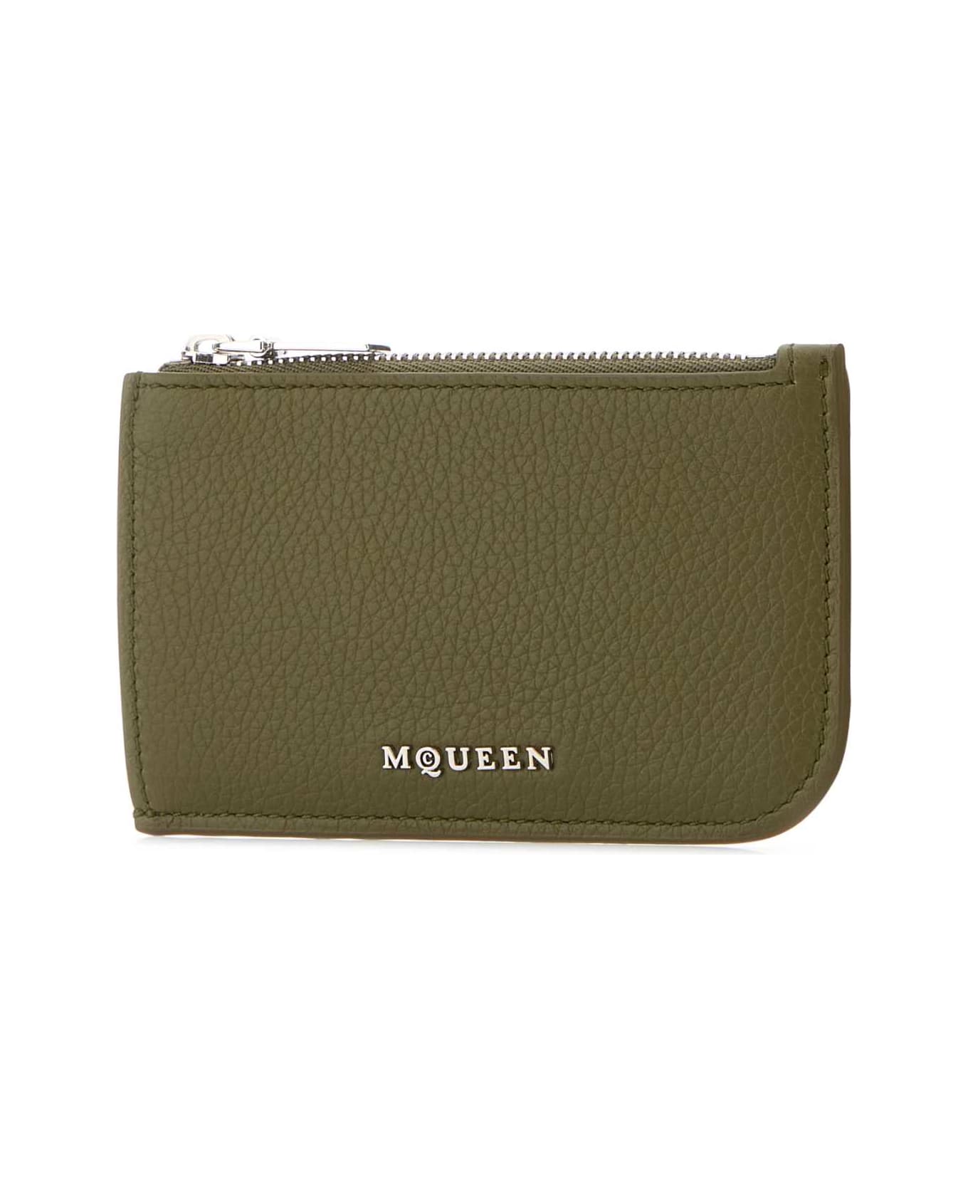 Alexander McQueen Army Green Leather Card Holder - MILITARYSILVER